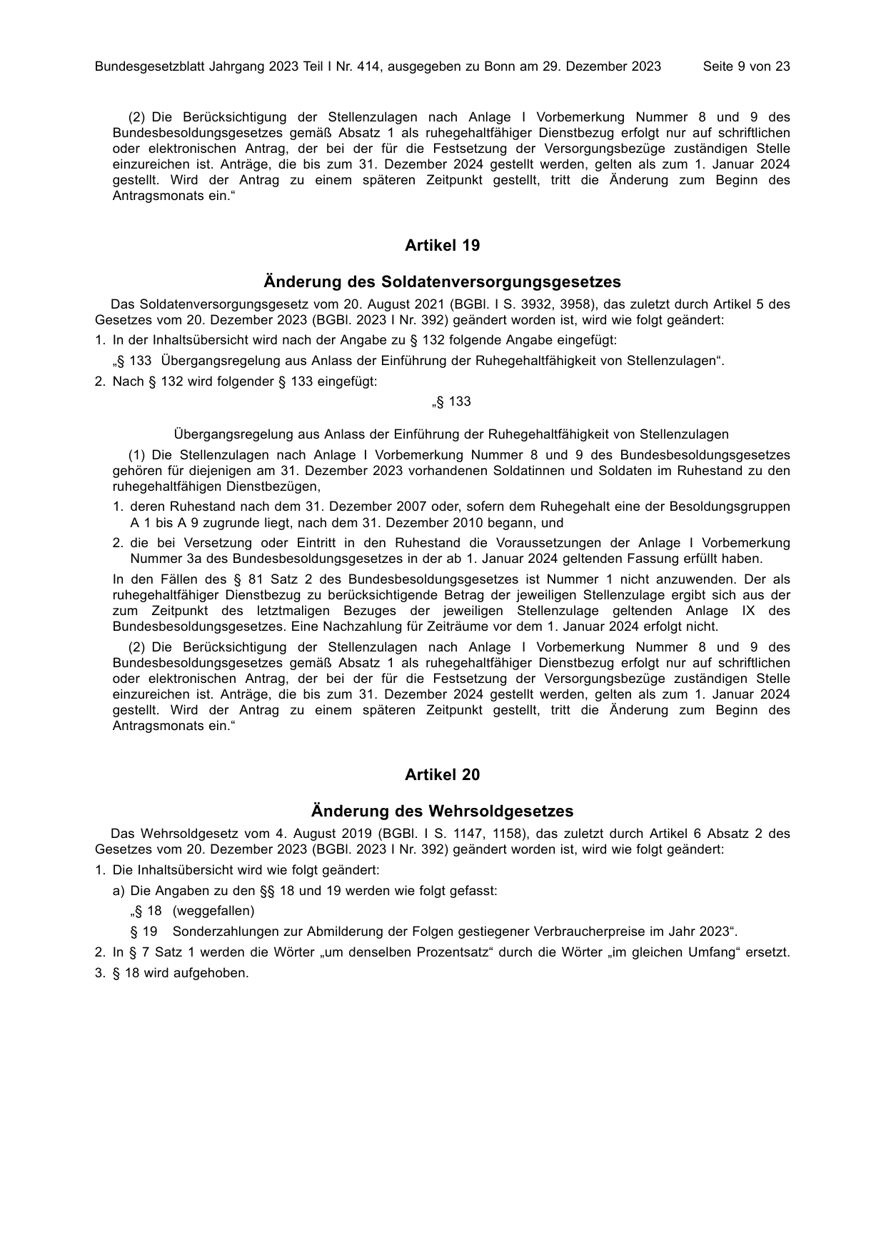 BGBl. 2023, Seite 9 — Originalseite als Abbildung