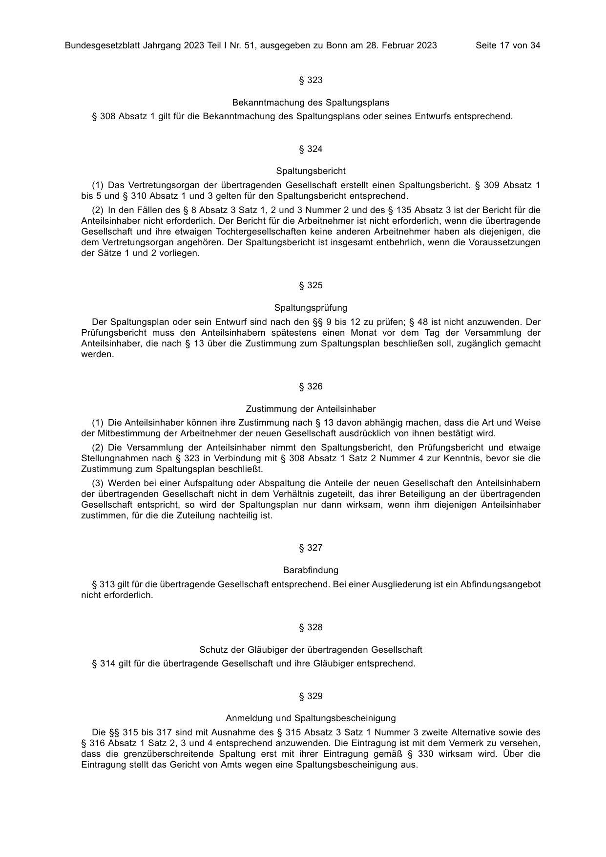 BGBl. 2023, Seite 17 — Originalseite als Abbildung