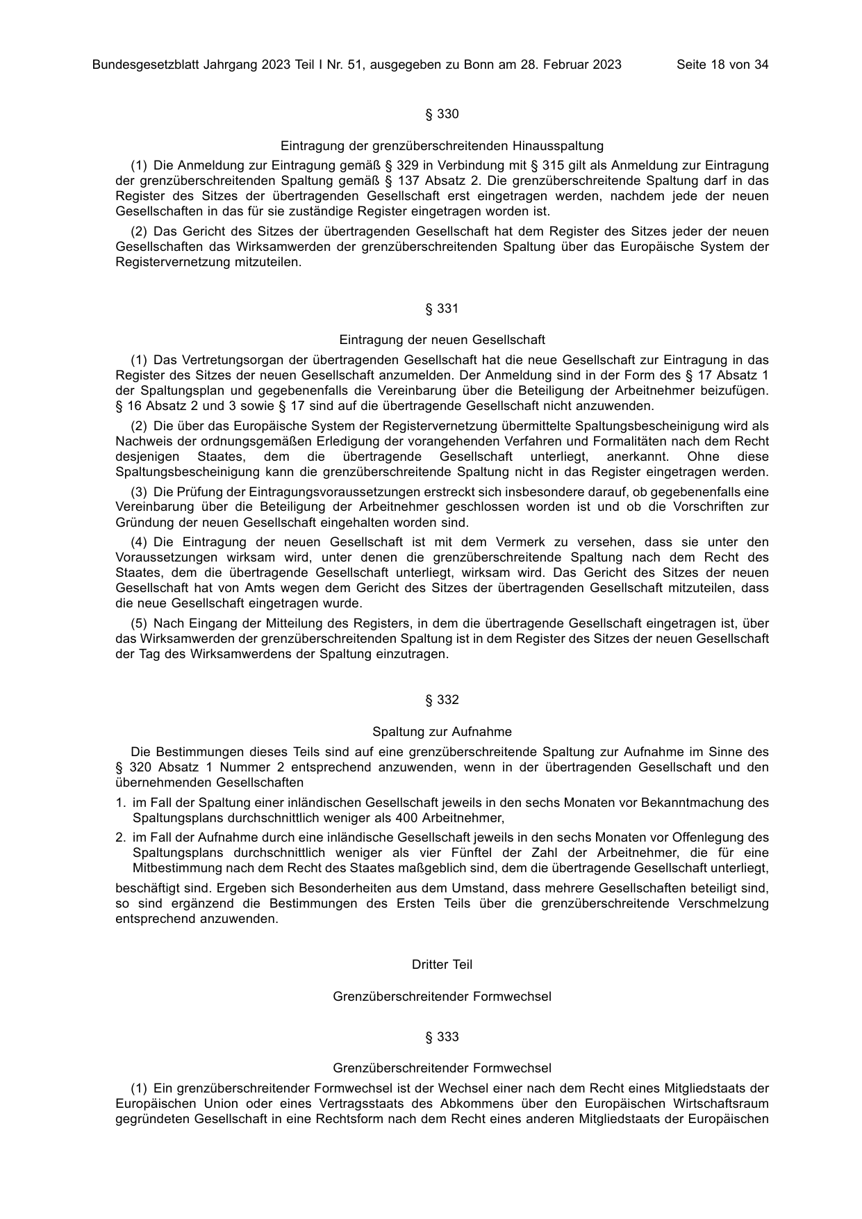 BGBl. 2023, Seite 18 — Originalseite als Abbildung