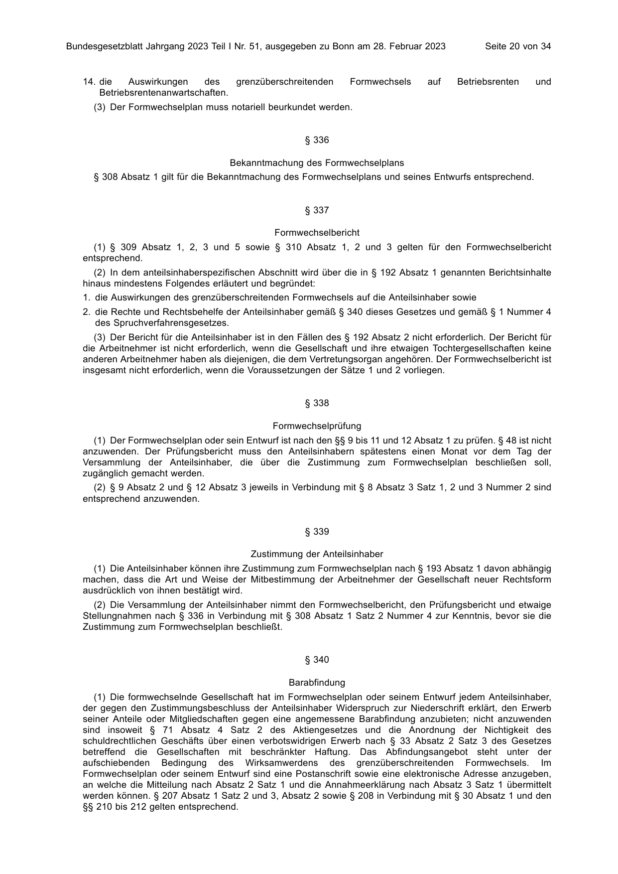 BGBl. 2023, Seite 20 — Originalseite als Abbildung