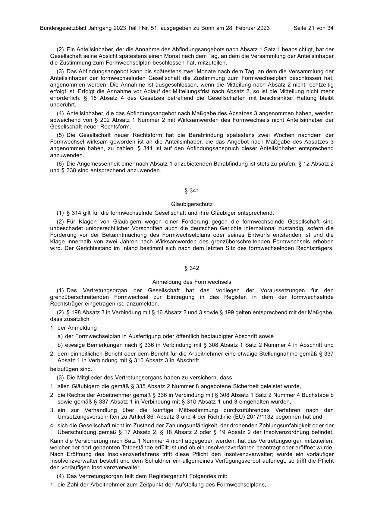 BGBl. 2023, Seite 21 — Originalseite als Abbildung