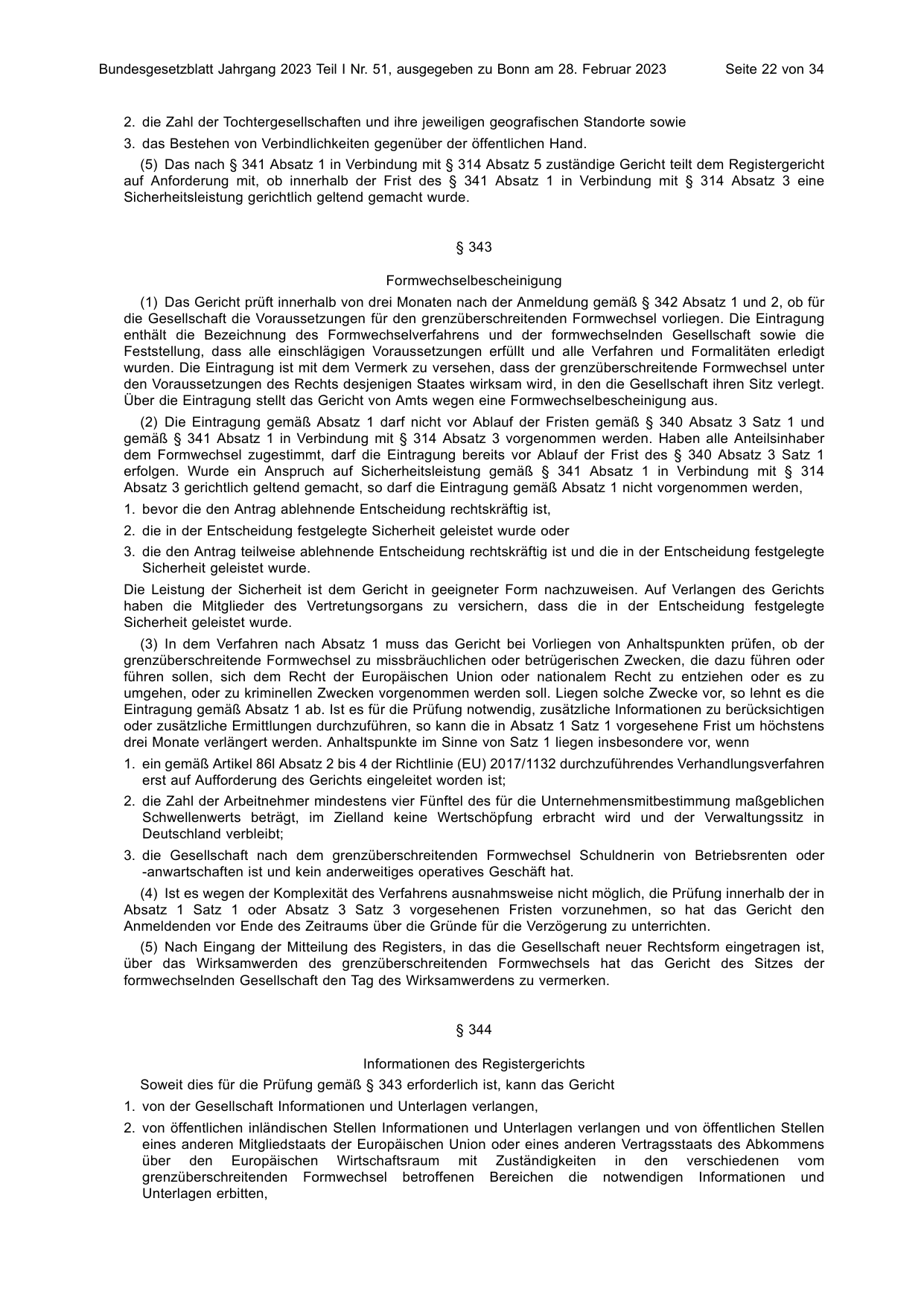 BGBl. 2023, Seite 22 — Originalseite als Abbildung