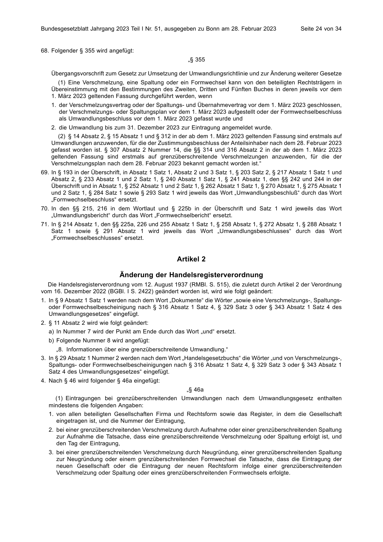 BGBl. 2023, Seite 24 — Originalseite als Abbildung