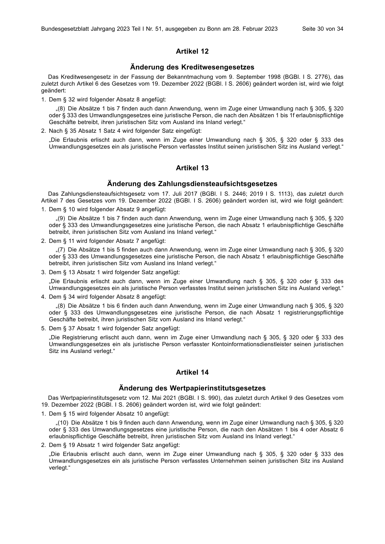 BGBl. 2023, Seite 30 — Originalseite als Abbildung