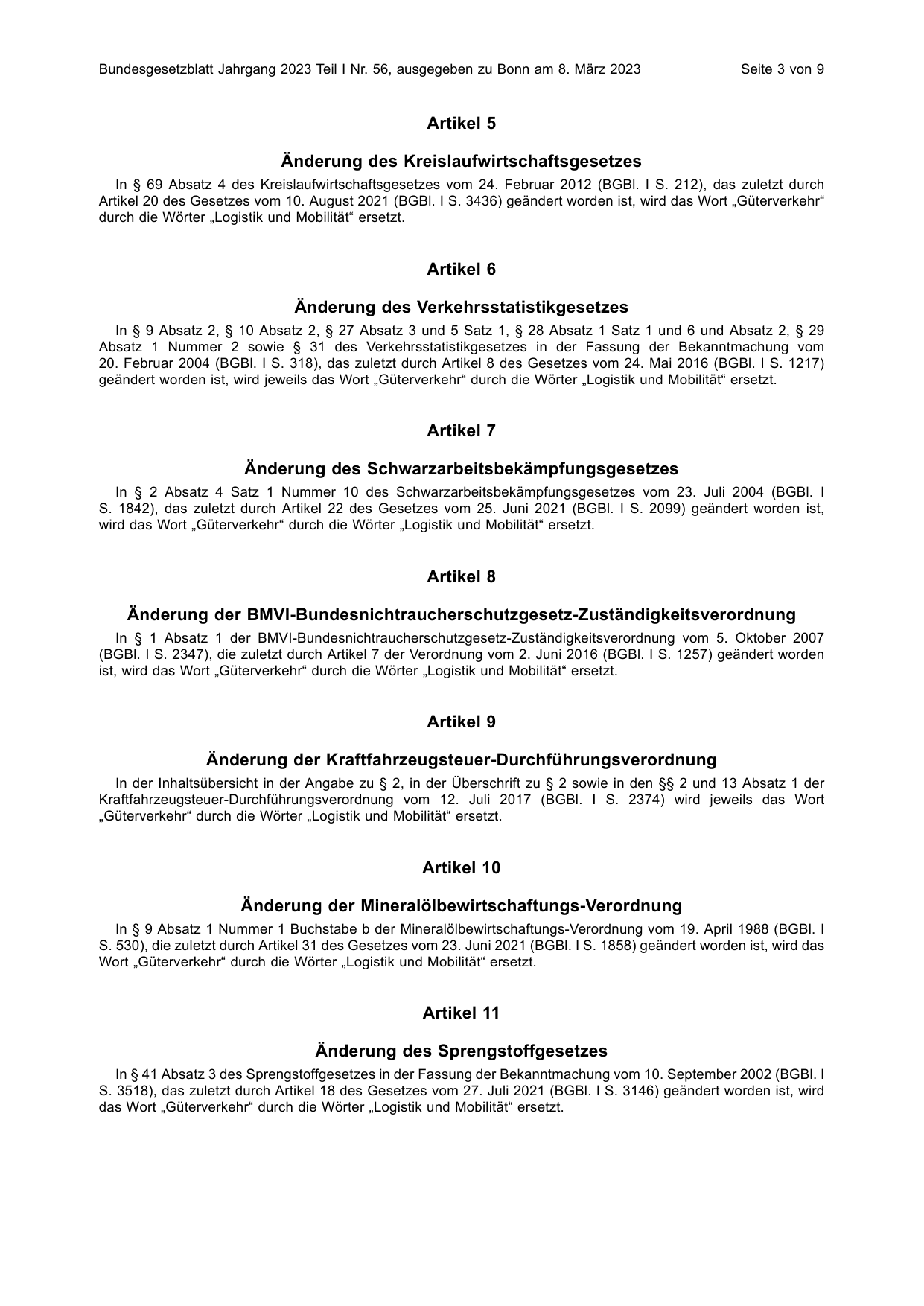 BGBl. 2023, Seite 3 — Originalseite als Abbildung