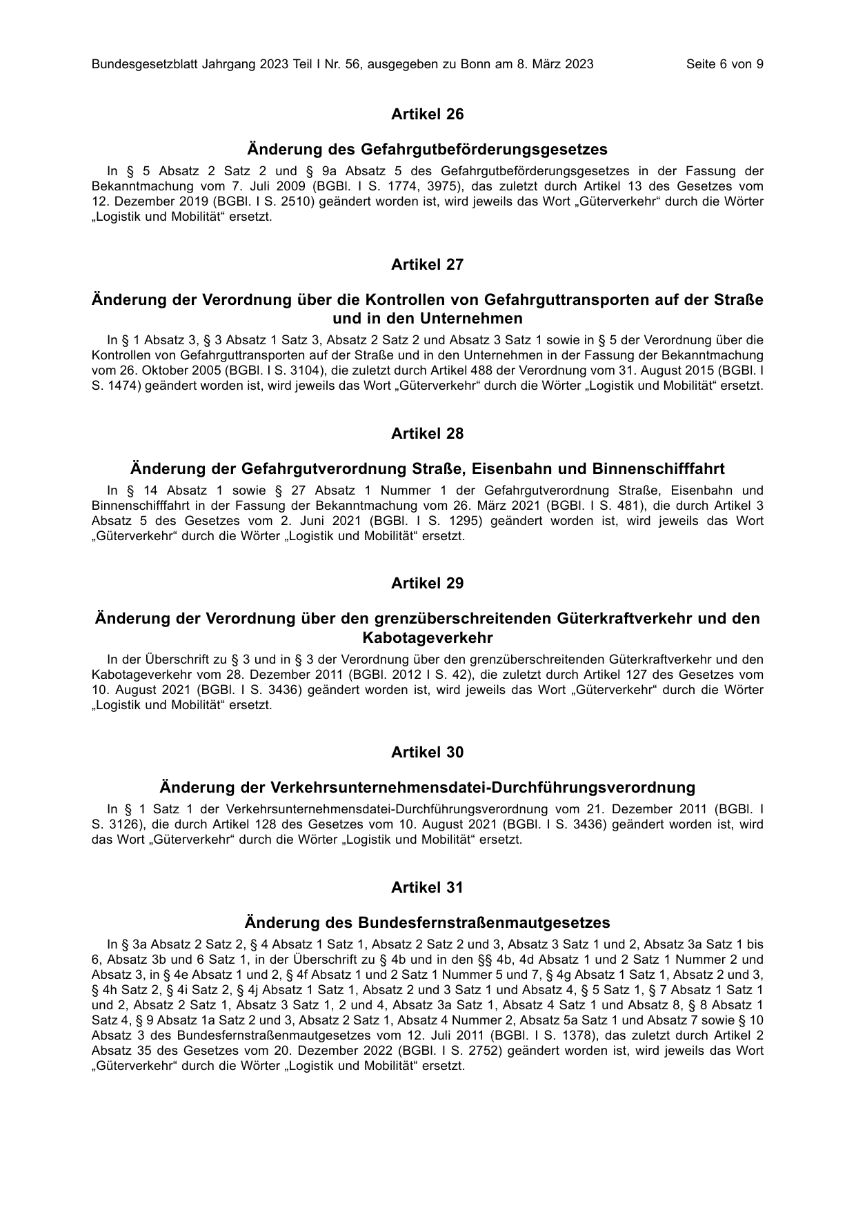 BGBl. 2023, Seite 6 — Originalseite als Abbildung