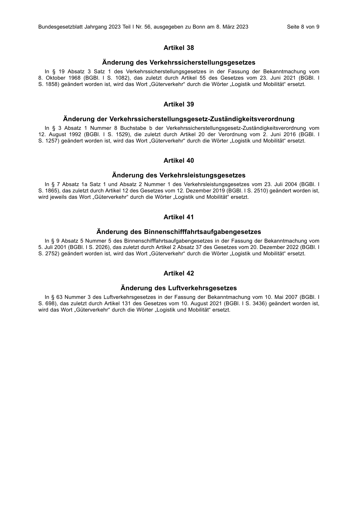 BGBl. 2023, Seite 8 — Originalseite als Abbildung