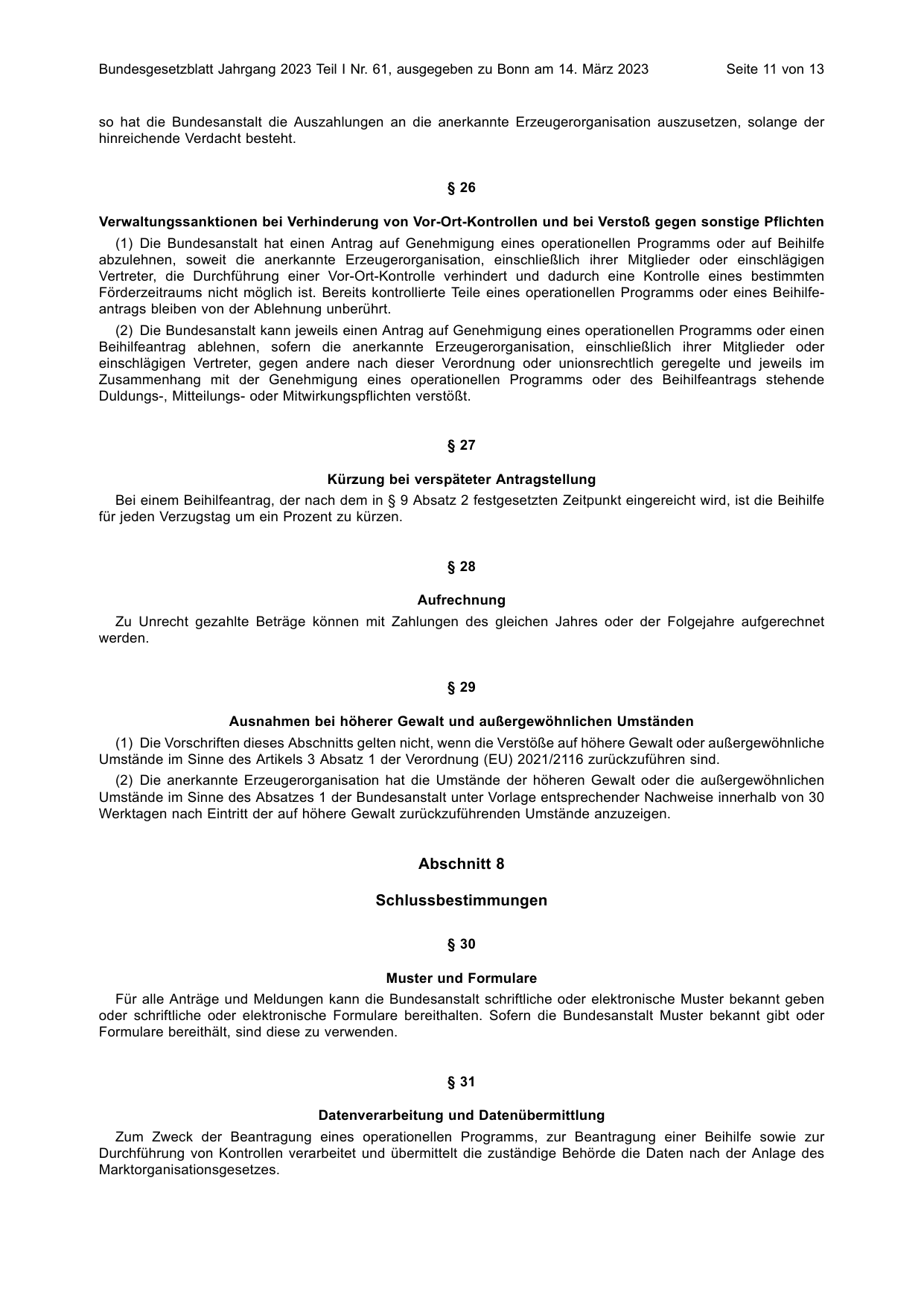 BGBl. 2023, Seite 11 — Originalseite als Abbildung