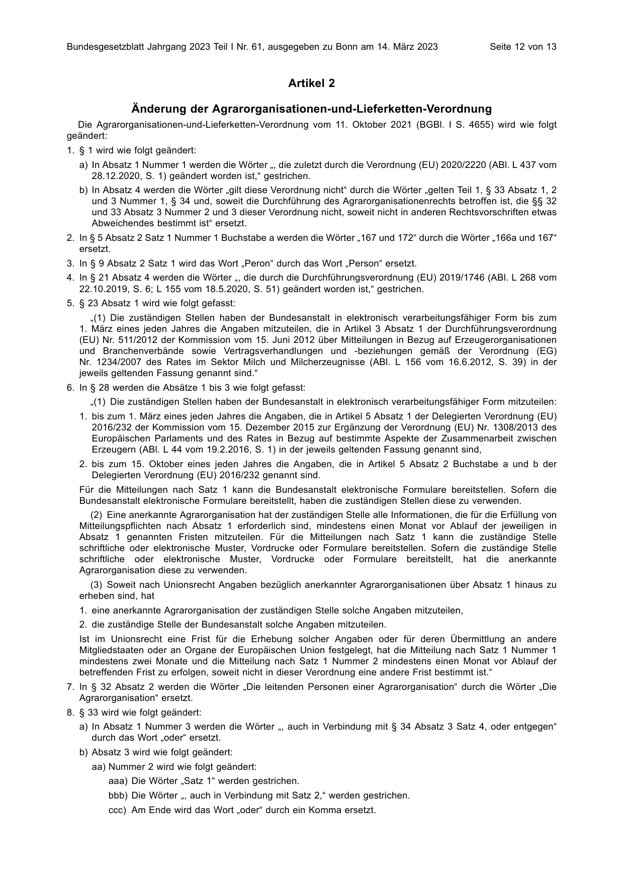 BGBl. 2023, Seite 12 — Originalseite als Abbildung