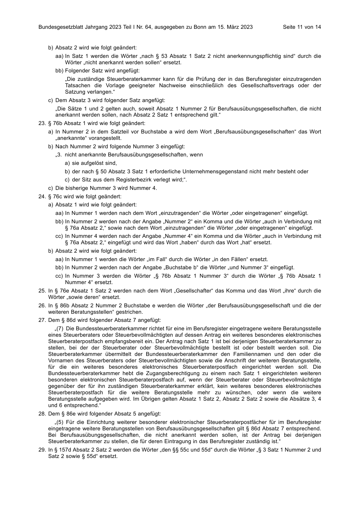 BGBl. 2023, Seite 11 — Originalseite als Abbildung
