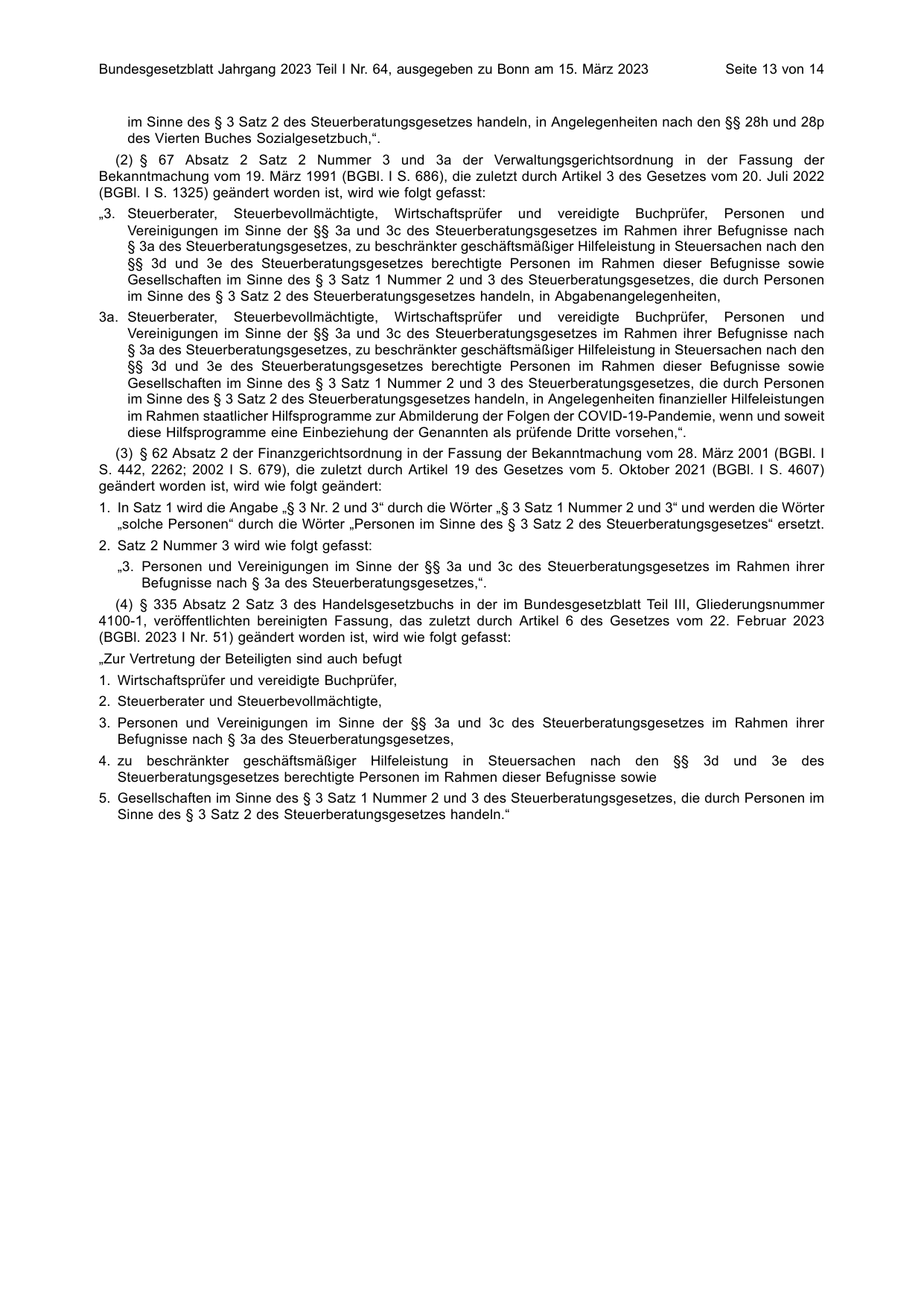 BGBl. 2023, Seite 13 — Originalseite als Abbildung
