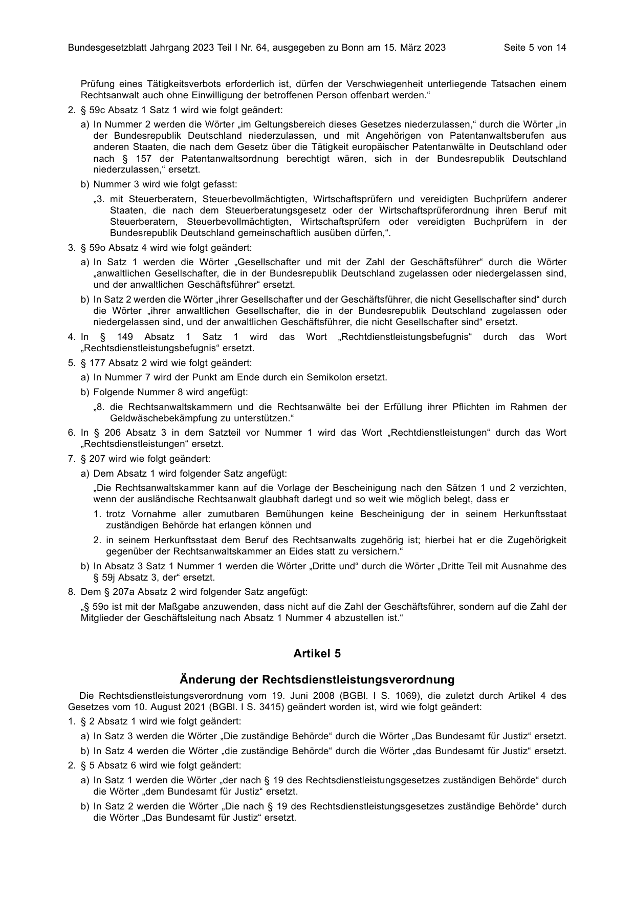 BGBl. 2023, Seite 5 — Originalseite als Abbildung