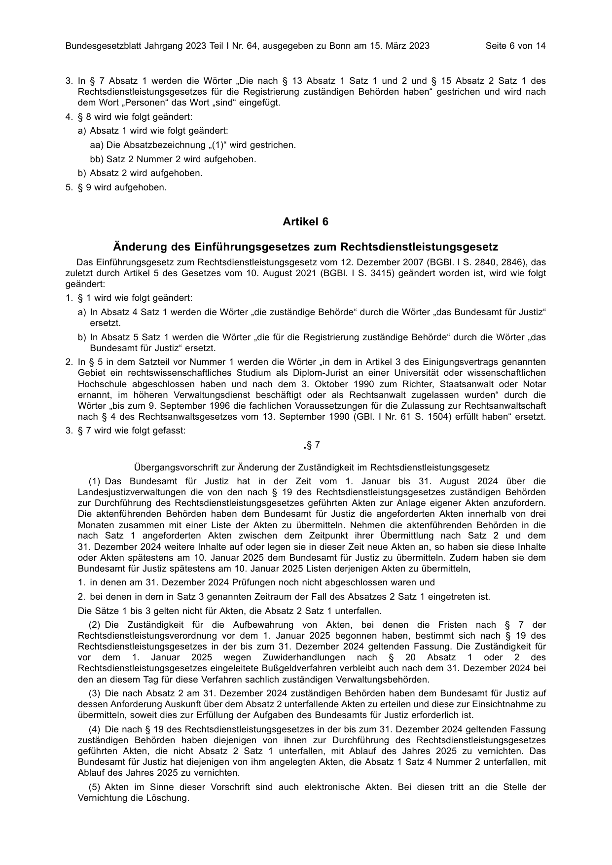 BGBl. 2023, Seite 6 — Originalseite als Abbildung