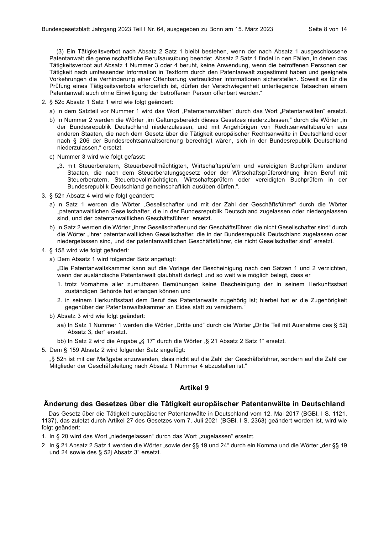 BGBl. 2023, Seite 8 — Originalseite als Abbildung