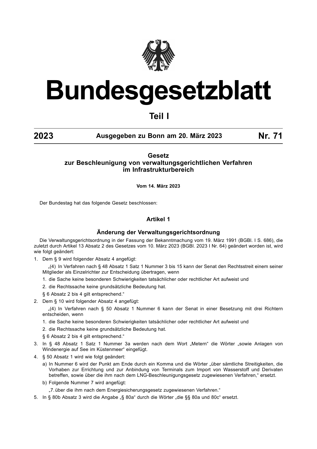 BGBl. 2023, Seite 1 — Originalseite als Abbildung