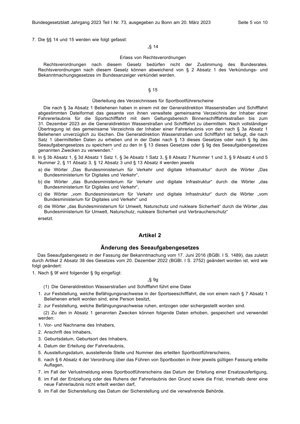 BGBl. 2023, Seite 5 — Originalseite als Abbildung