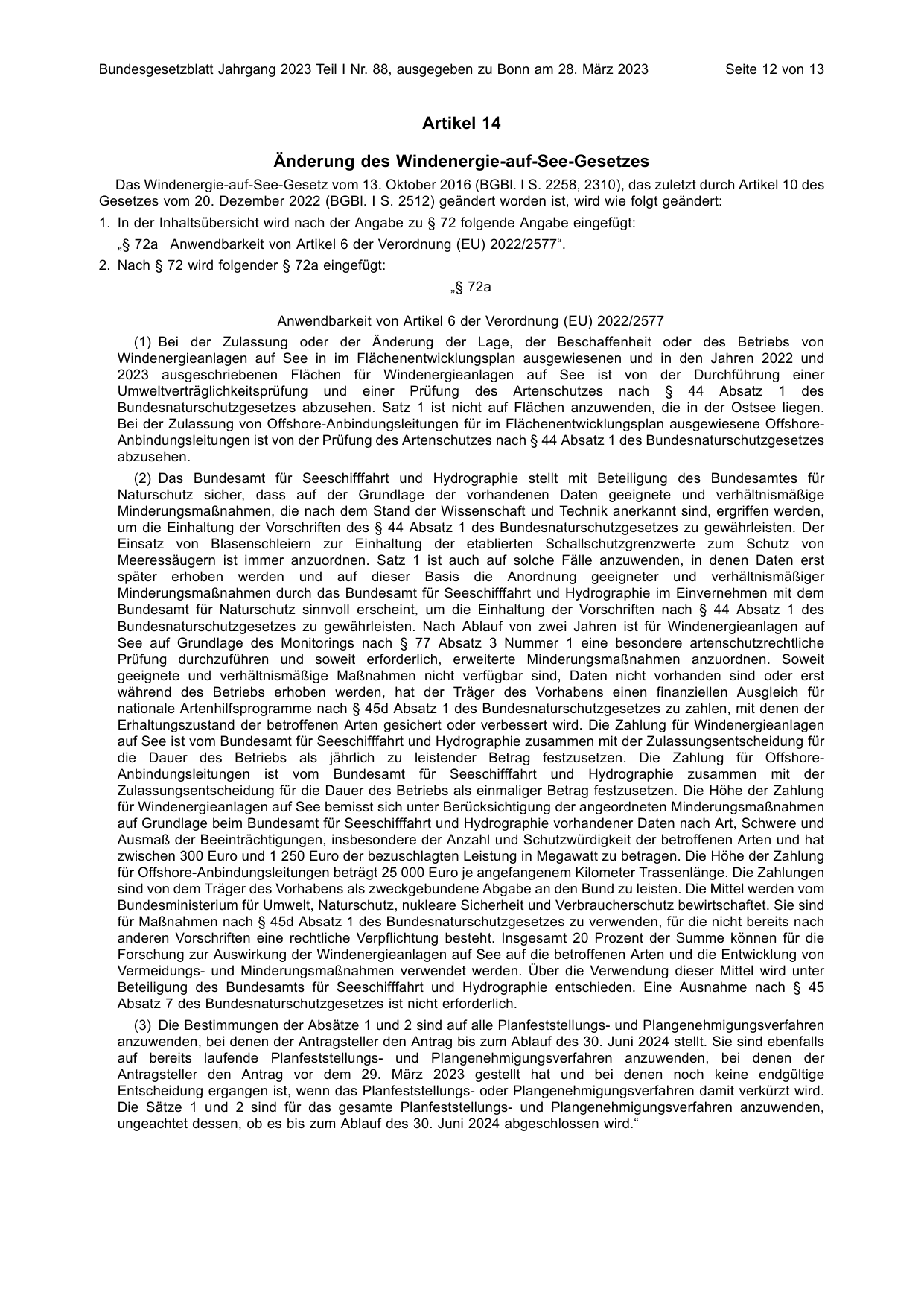 BGBl. 2023, Seite 12 — Originalseite als Abbildung
