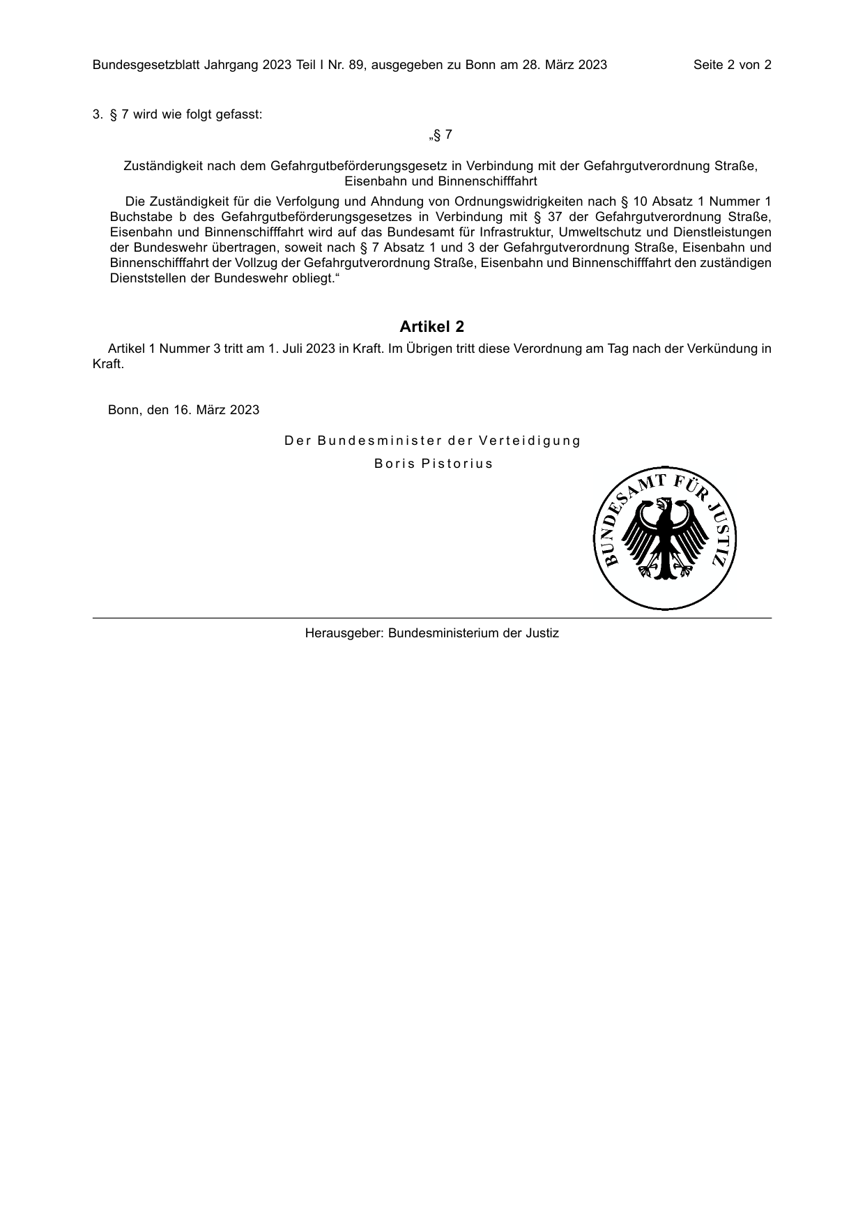 BGBl. 2023, Seite 2 — Originalseite als Abbildung