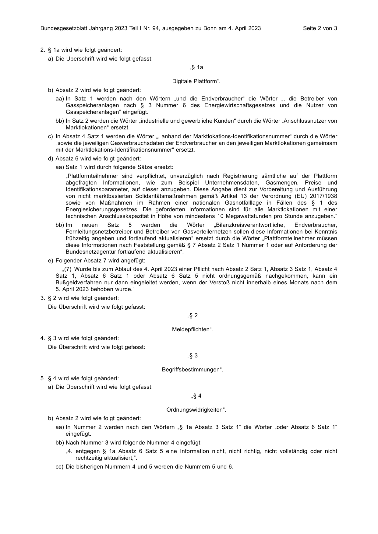 BGBl. 2023, Seite 2 — Originalseite als Abbildung
