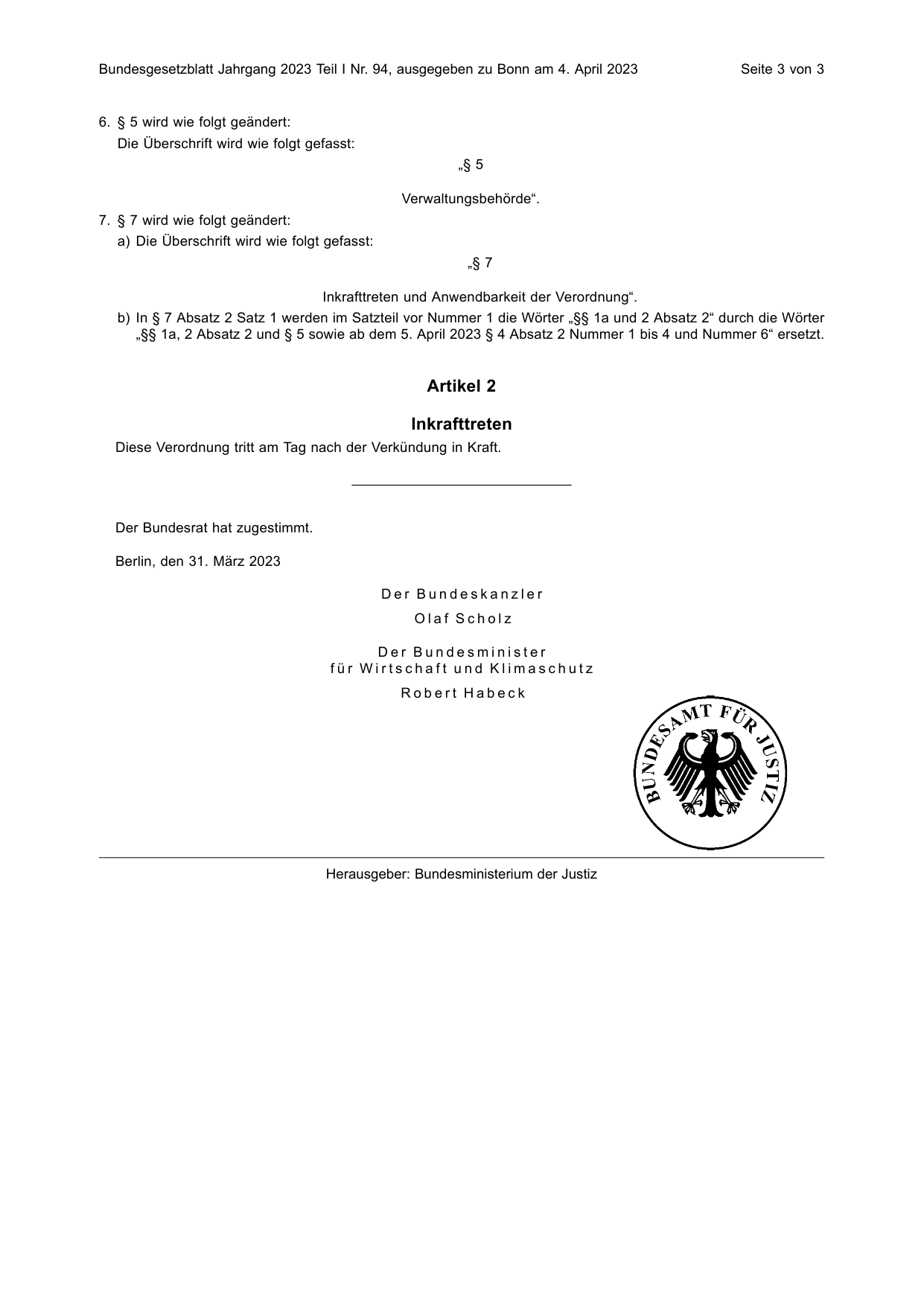 BGBl. 2023, Seite 3 — Originalseite als Abbildung
