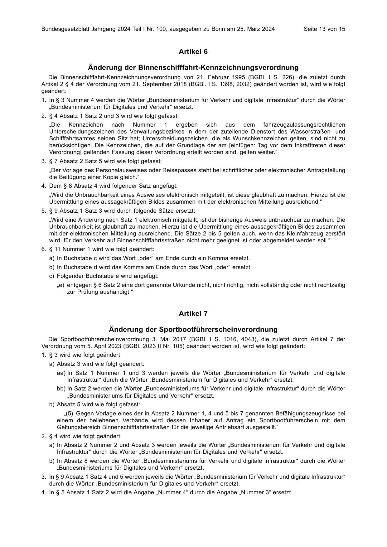 BGBl. 2024, Seite 13 — Originalseite als Abbildung