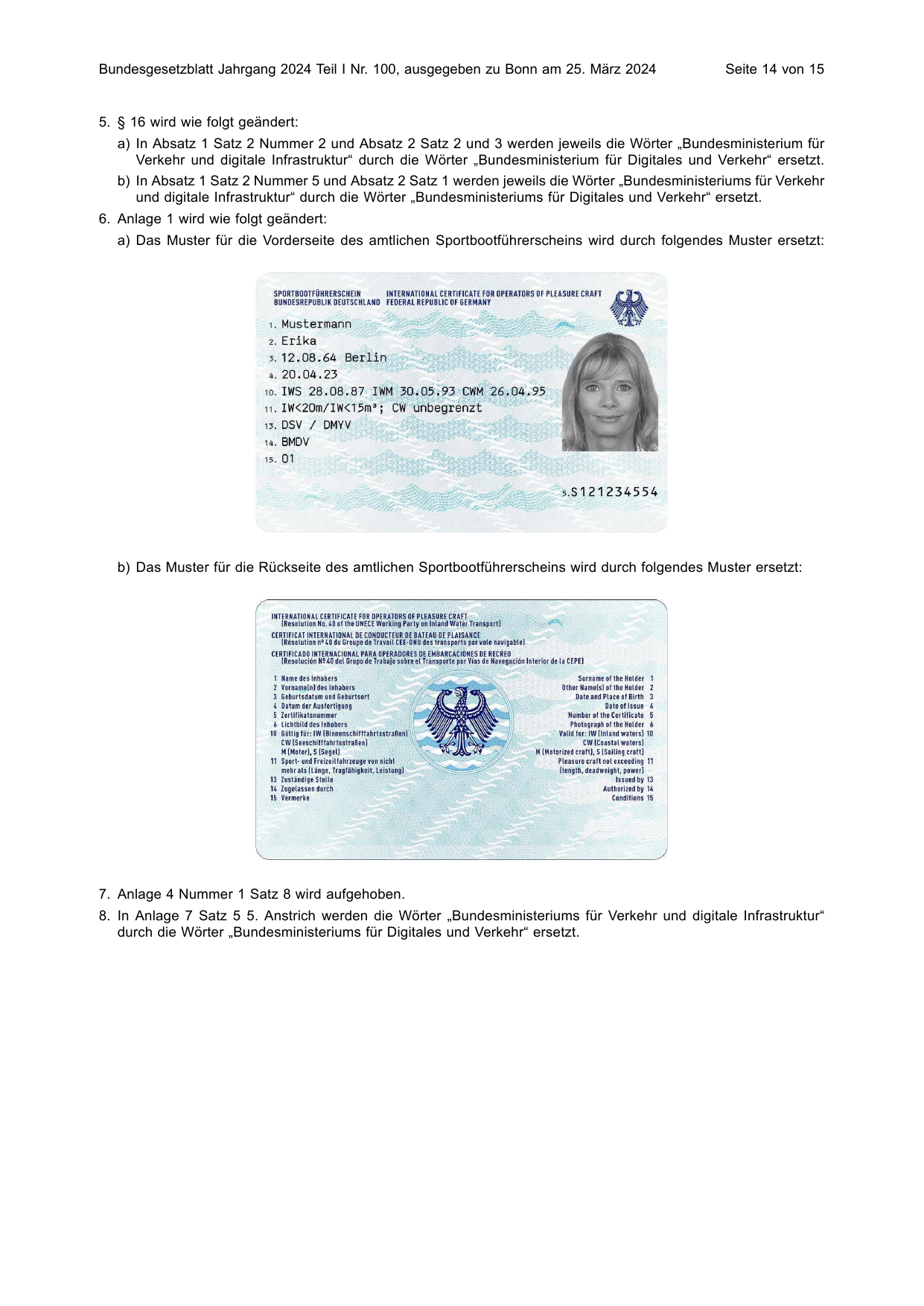 BGBl. 2024, Seite 14 — Originalseite als Abbildung