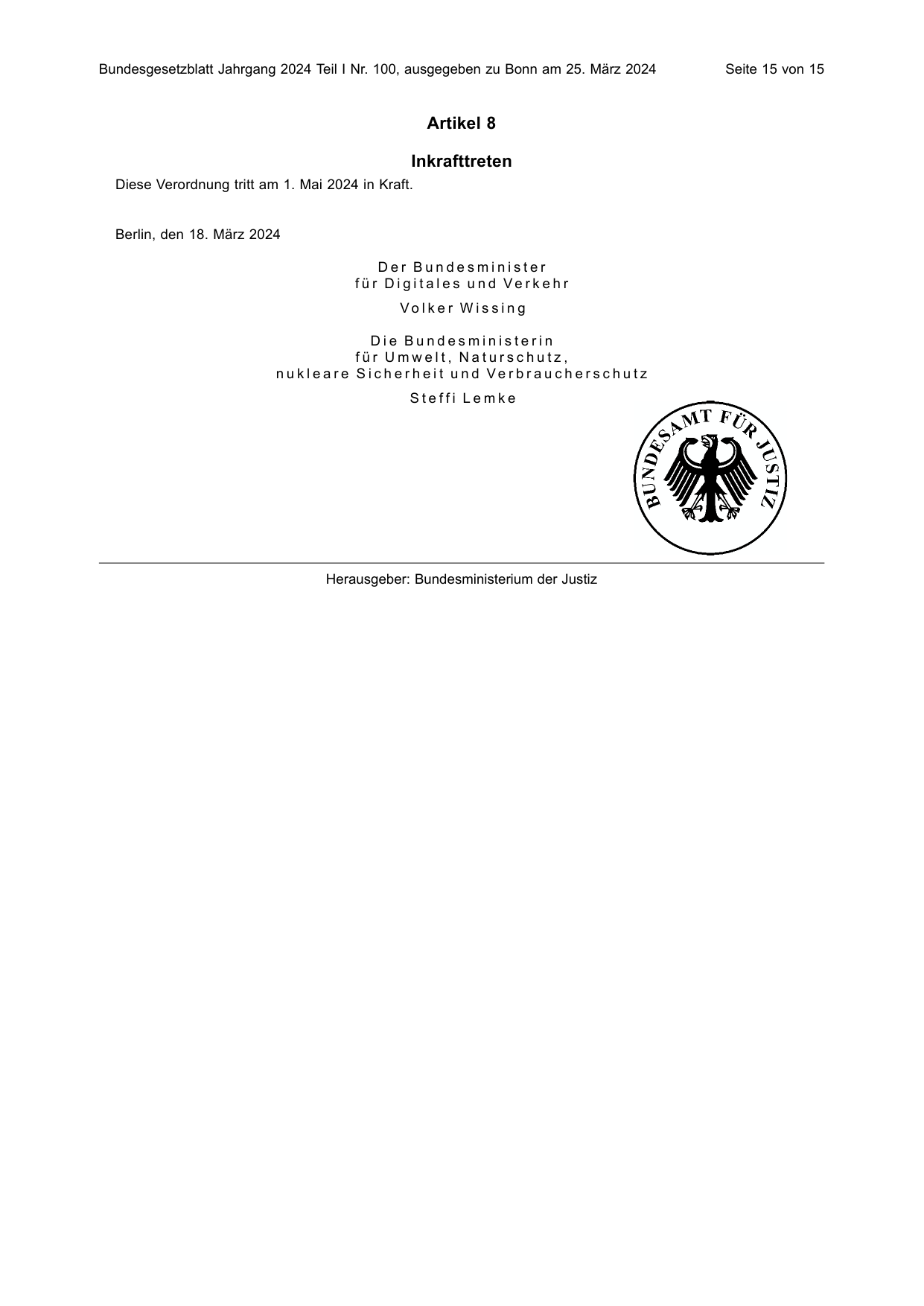 BGBl. 2024, Seite 15 — Originalseite als Abbildung