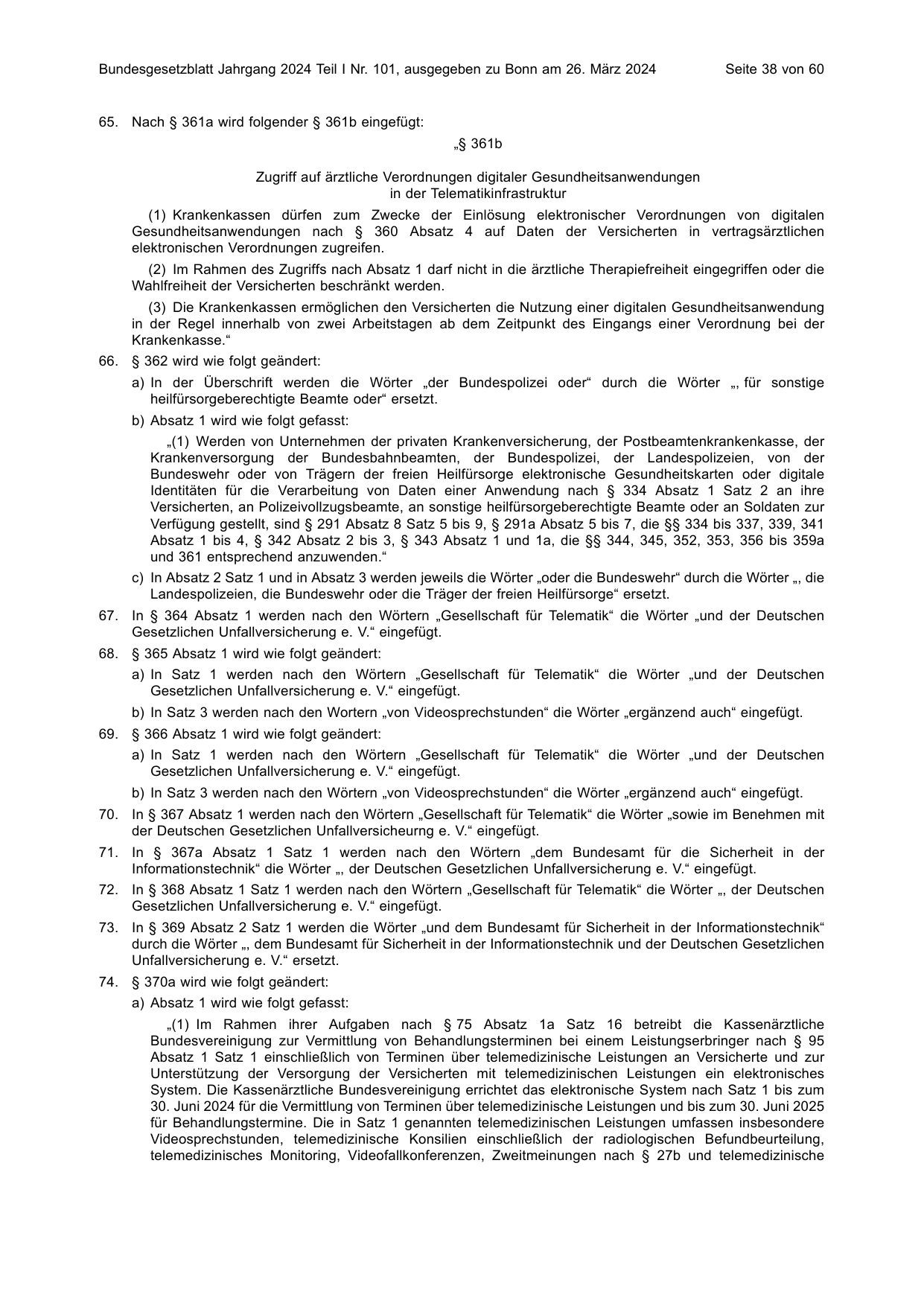 BGBl. 2024, Seite 38 — Originalseite als Abbildung