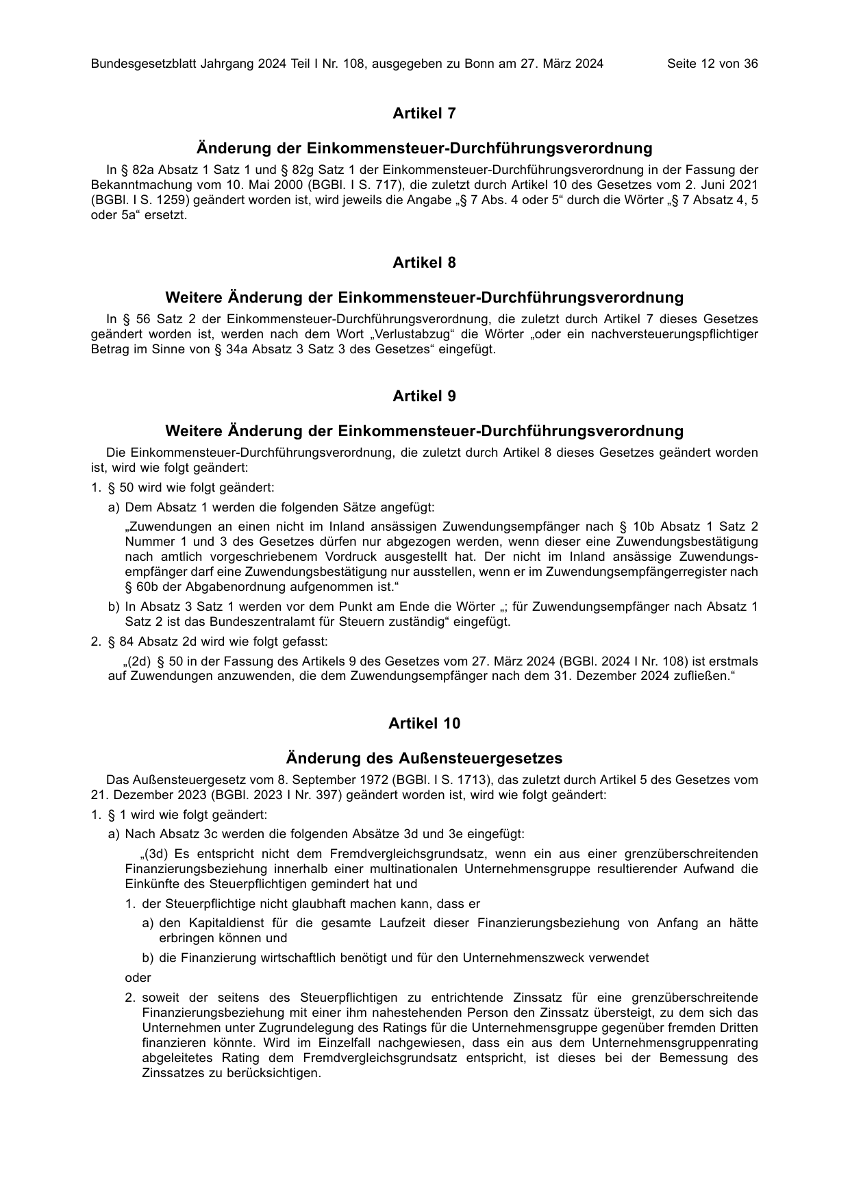 BGBl. 2024, Seite 12 — Originalseite als Abbildung