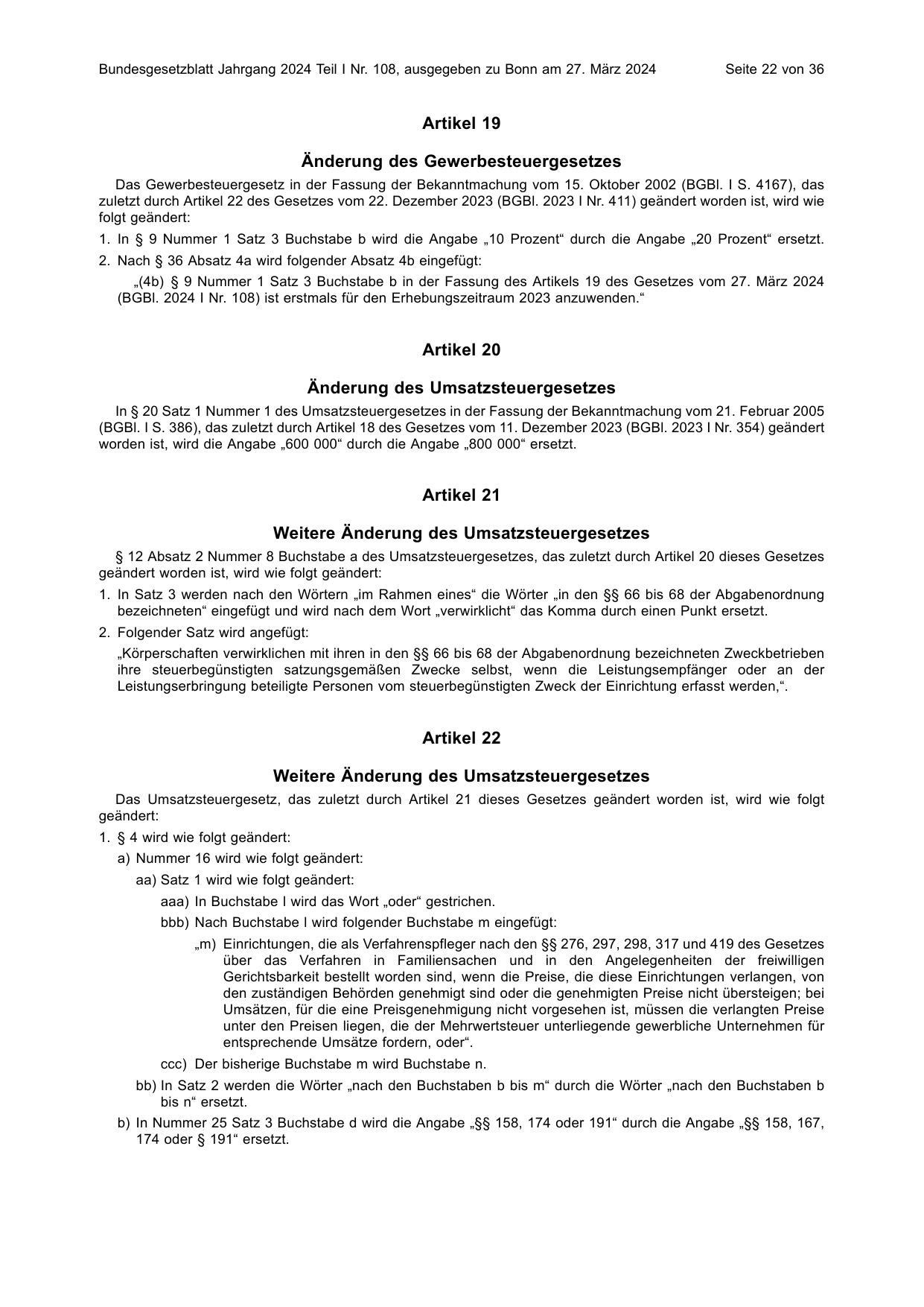 BGBl. 2024, Seite 22 — Originalseite als Abbildung