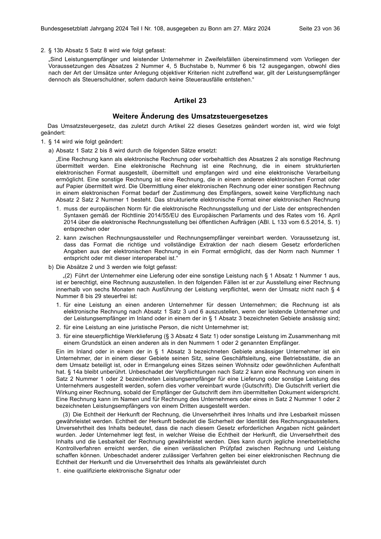 BGBl. 2024, Seite 23 — Originalseite als Abbildung