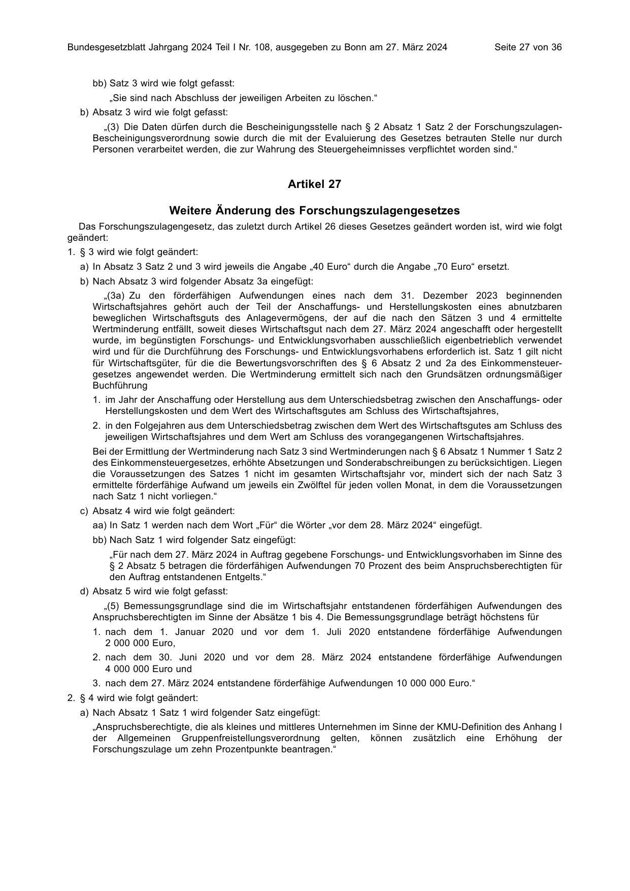 BGBl. 2024, Seite 27 — Originalseite als Abbildung