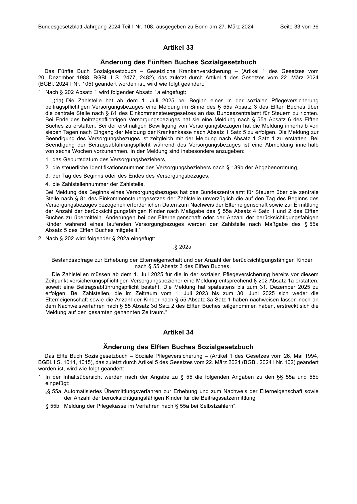 BGBl. 2024, Seite 33 — Originalseite als Abbildung