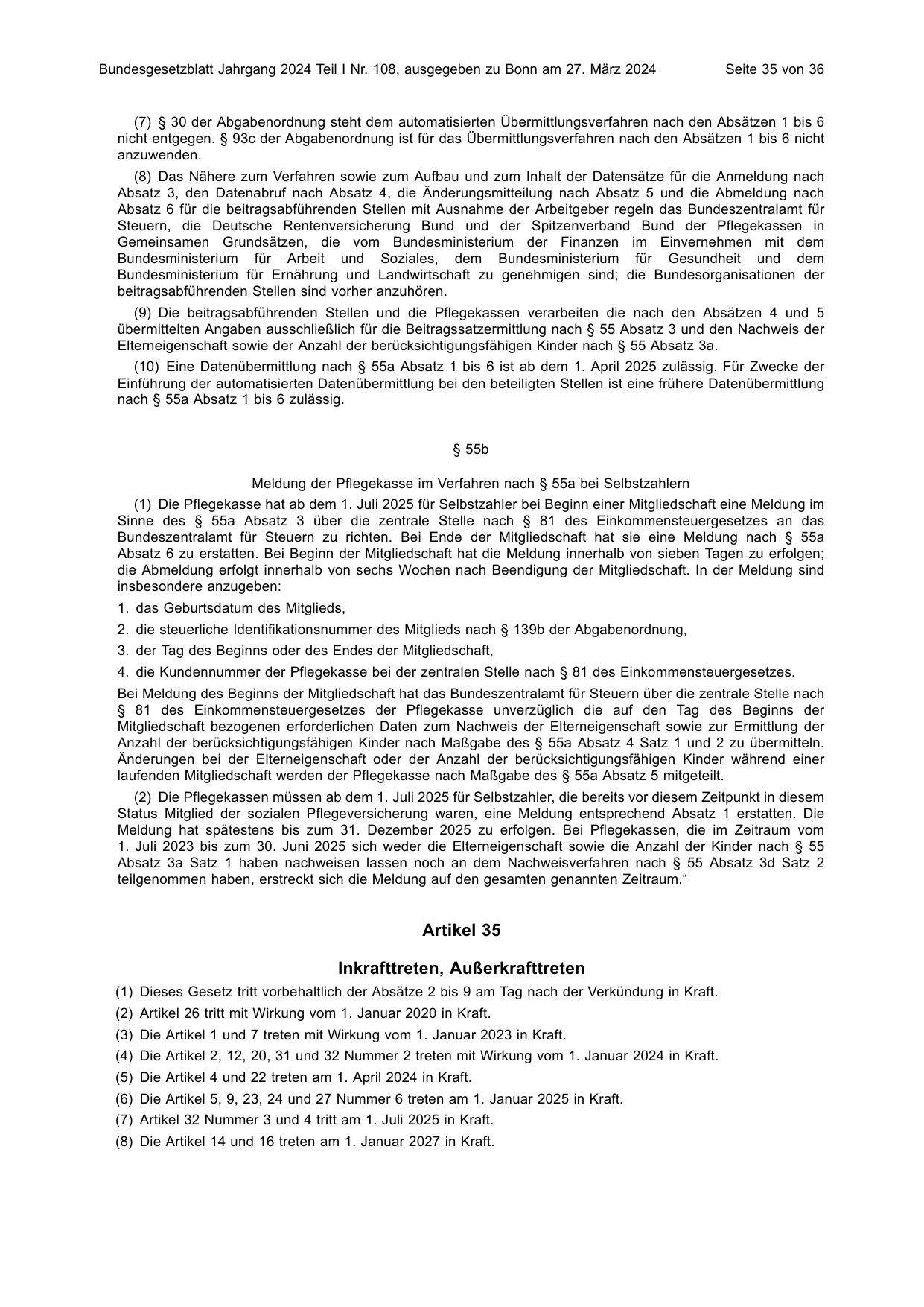 BGBl. 2024, Seite 35 — Originalseite als Abbildung