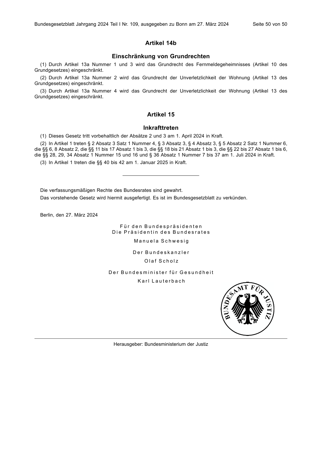BGBl. 2024, Seite 50 — Originalseite als Abbildung