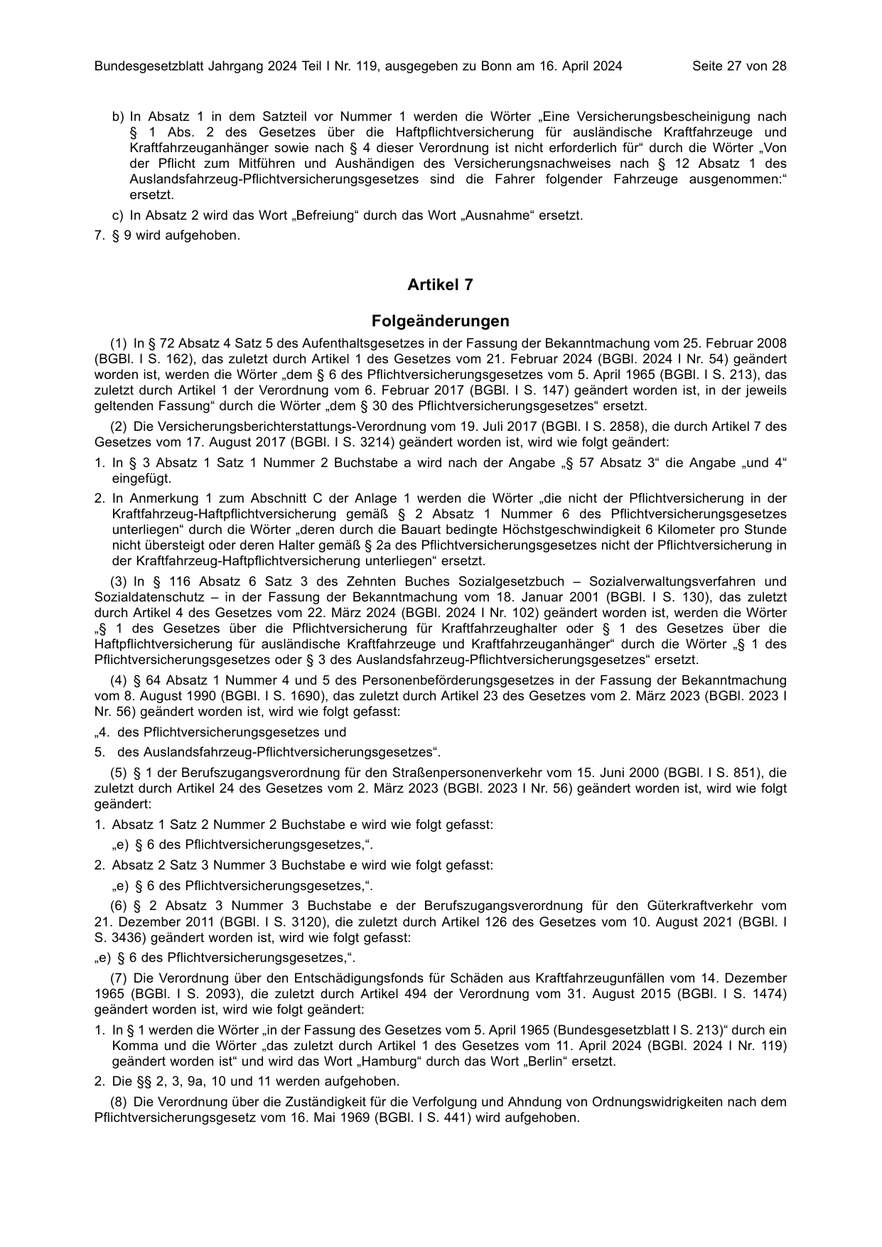 BGBl. 2024, Seite 27 — Originalseite als Abbildung