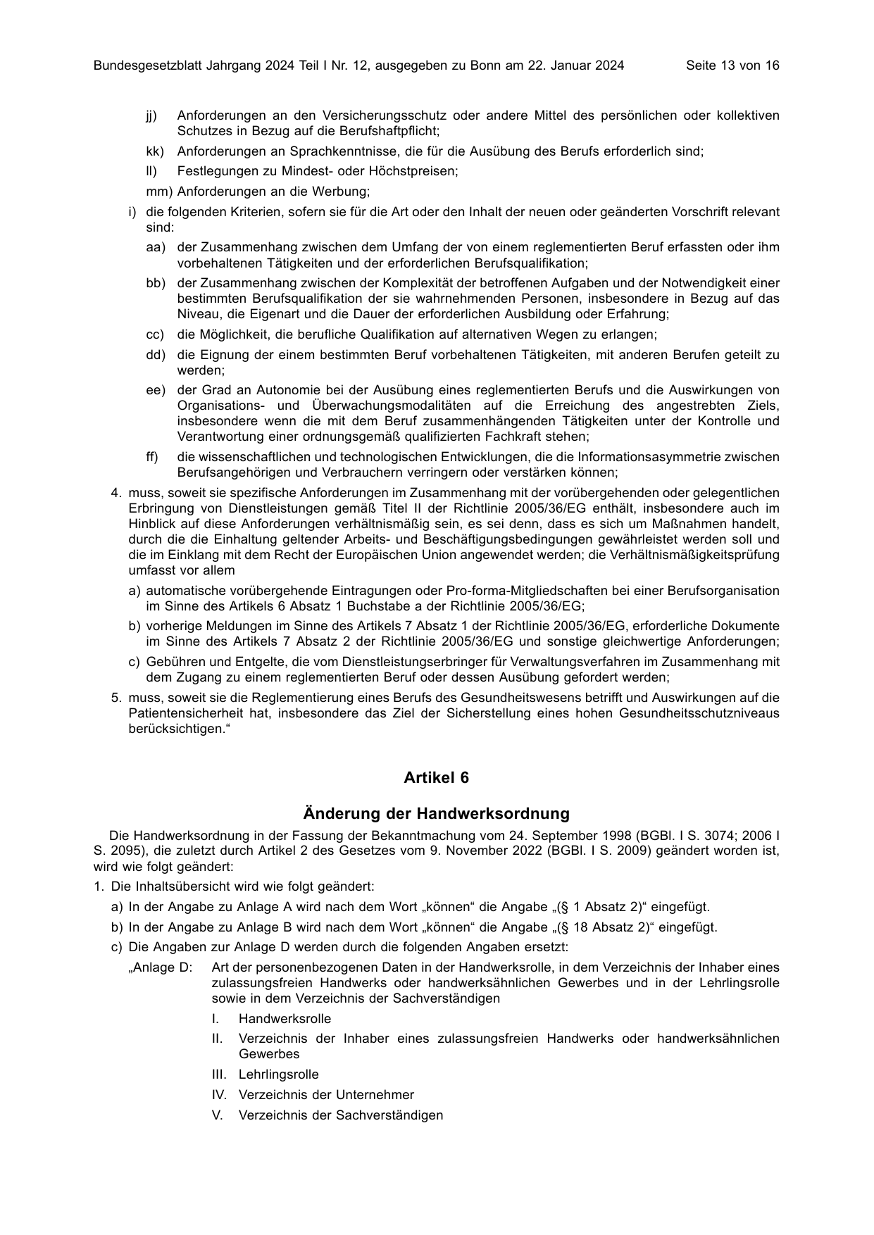 BGBl. 2024, Seite 13 — Originalseite als Abbildung