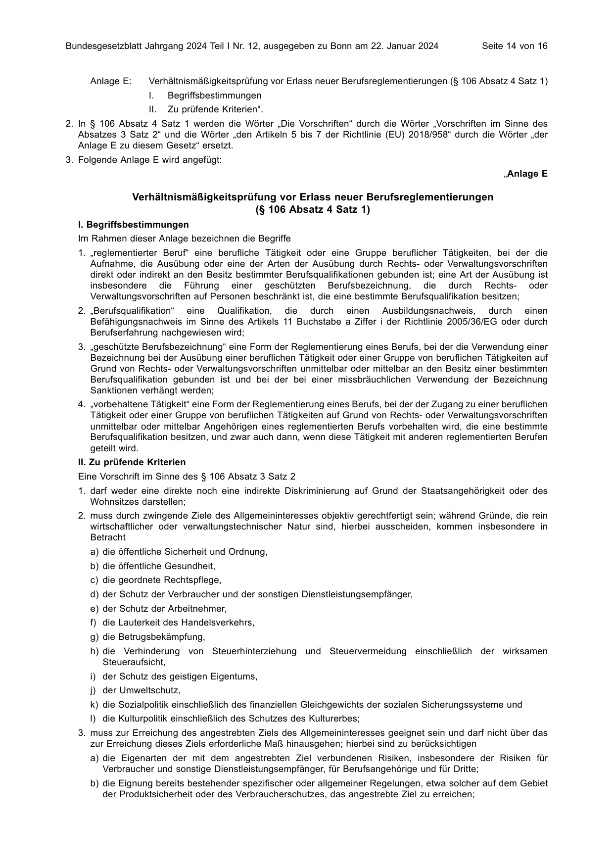 BGBl. 2024, Seite 14 — Originalseite als Abbildung