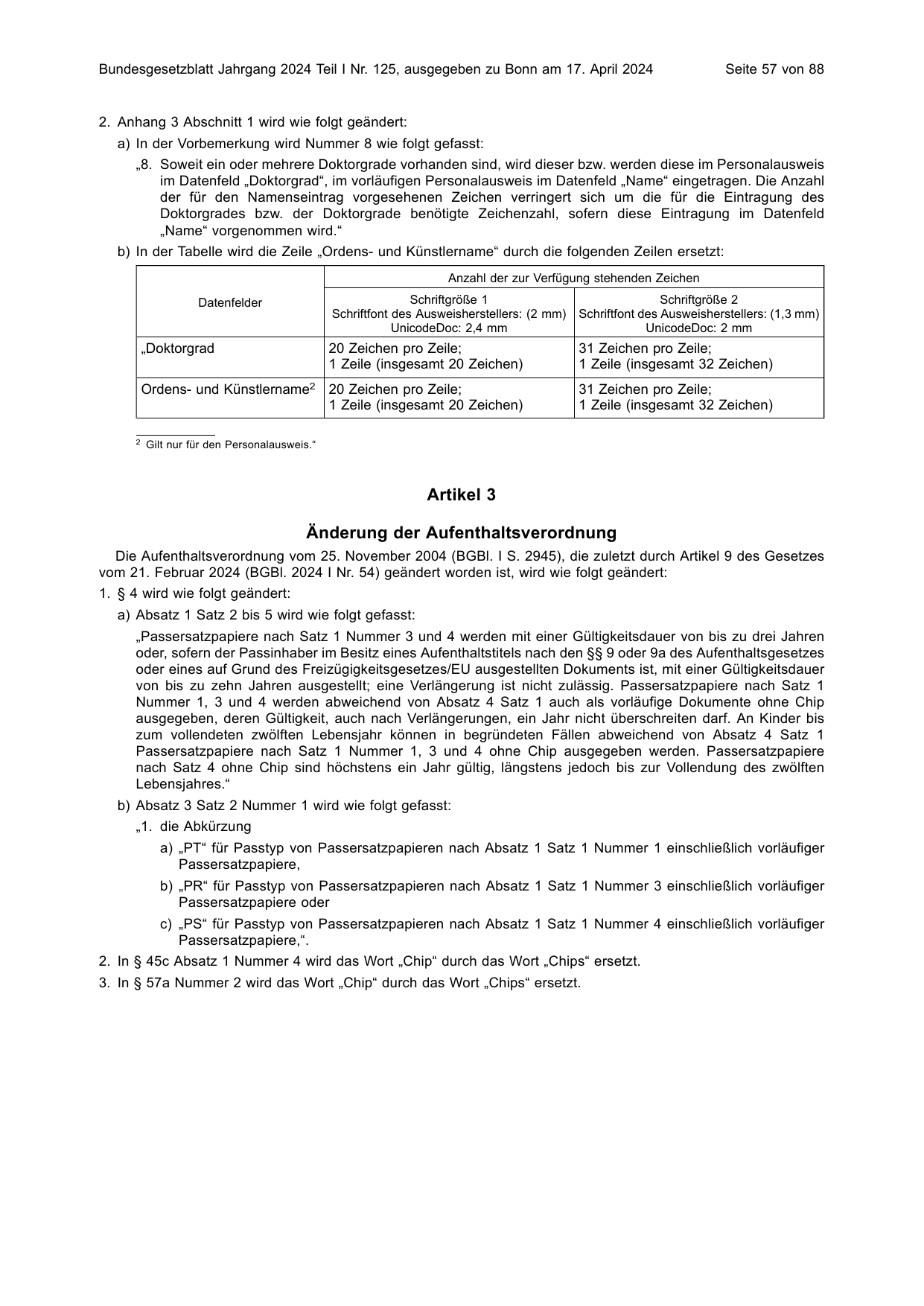 BGBl. 2024, Seite 57 — Originalseite als Abbildung