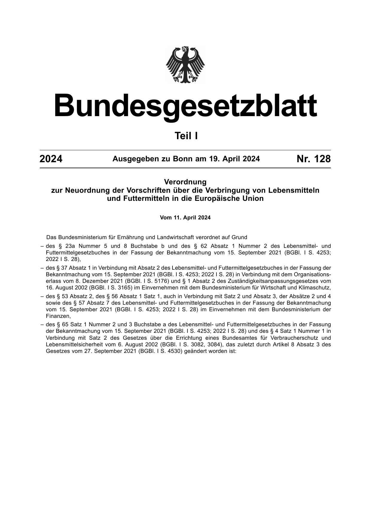 BGBl. 2024, Seite 1 — Originalseite als Abbildung