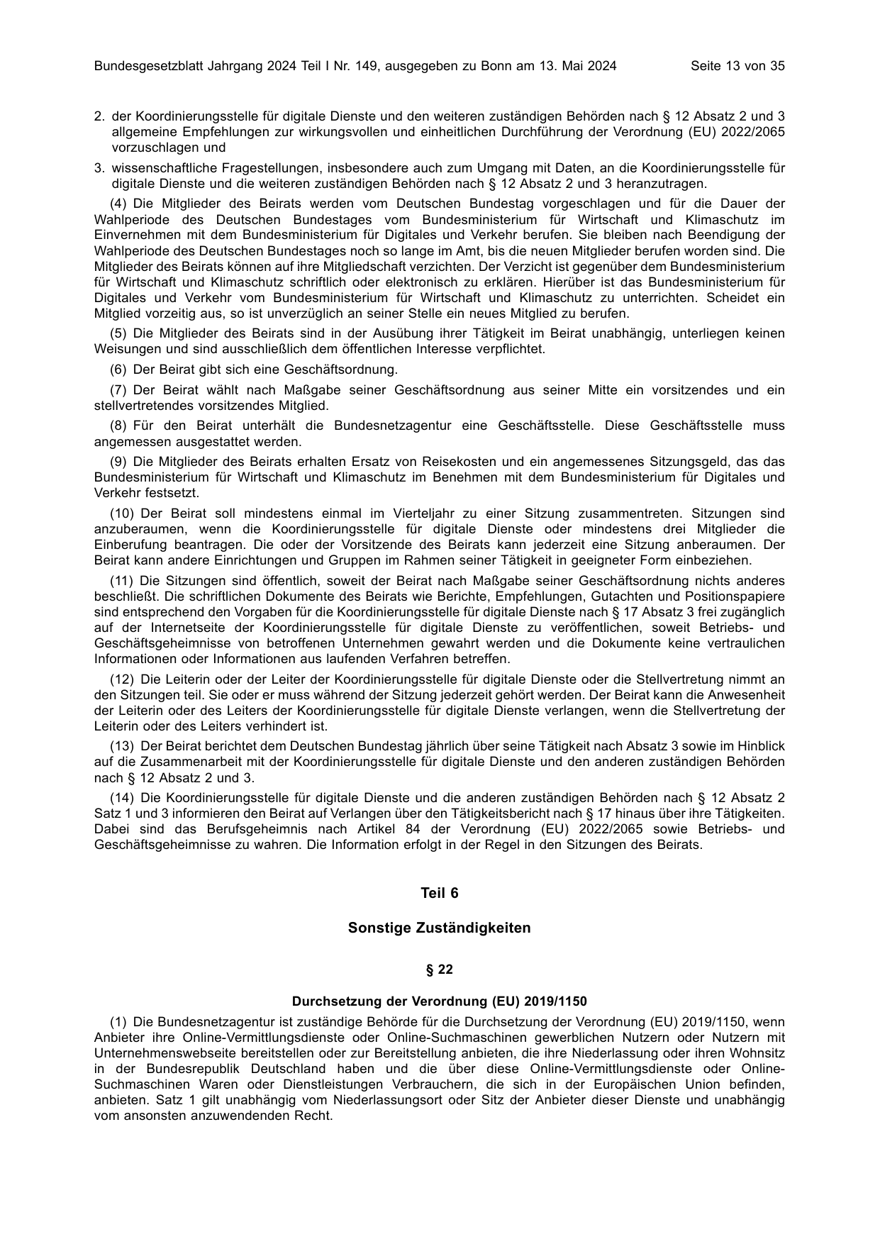 BGBl. 2024, Seite 13 — Originalseite als Abbildung
