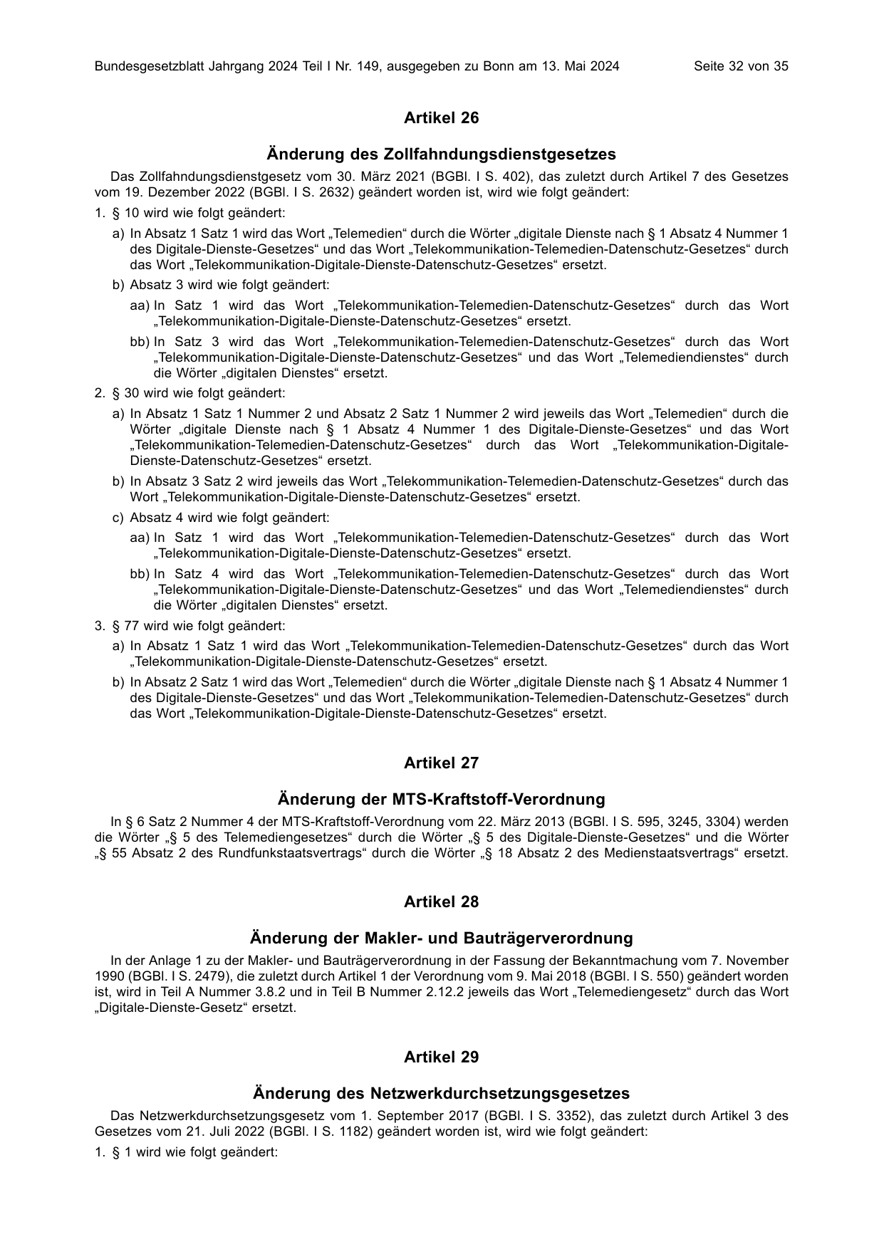 BGBl. 2024, Seite 32 — Originalseite als Abbildung