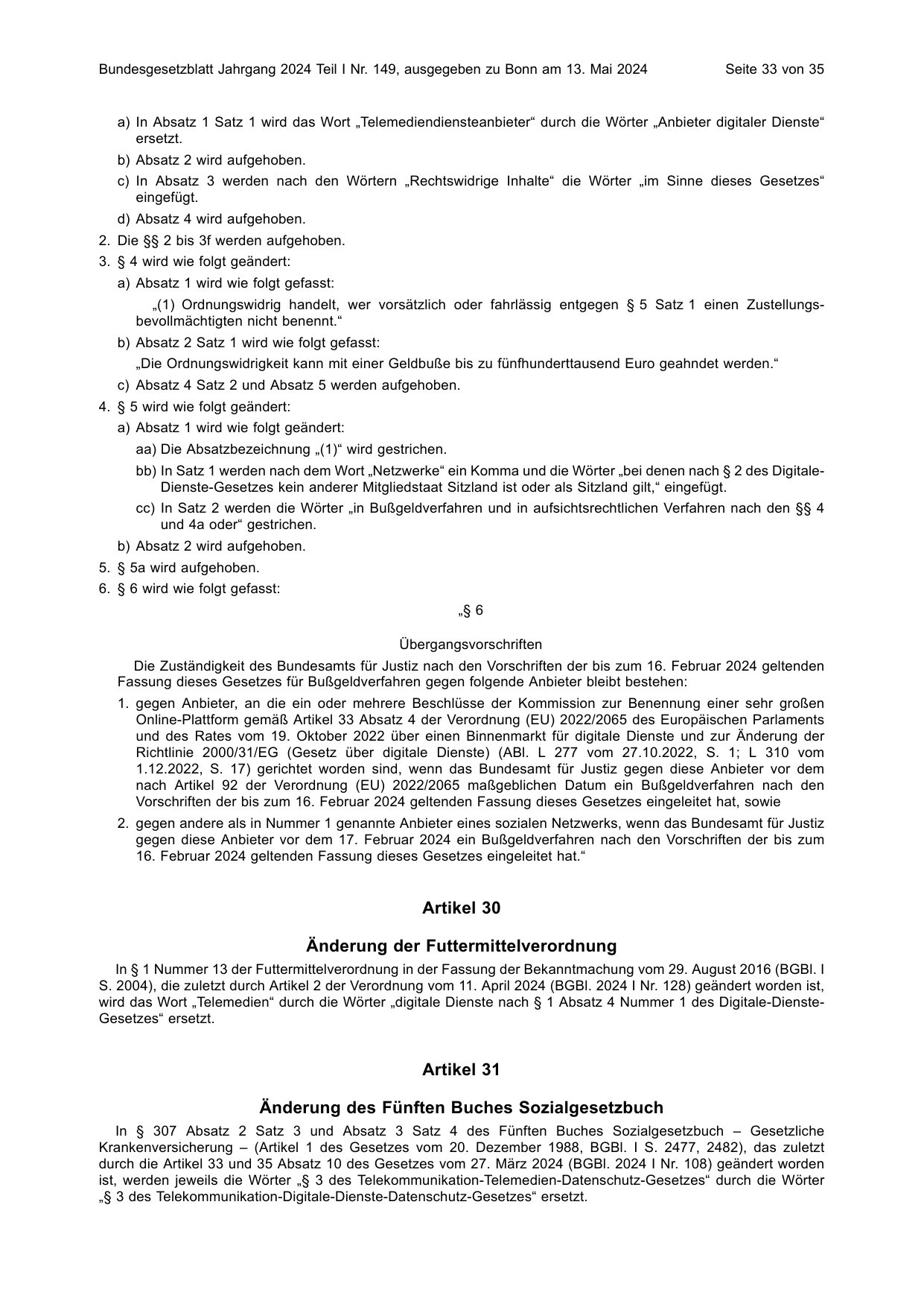 BGBl. 2024, Seite 33 — Originalseite als Abbildung