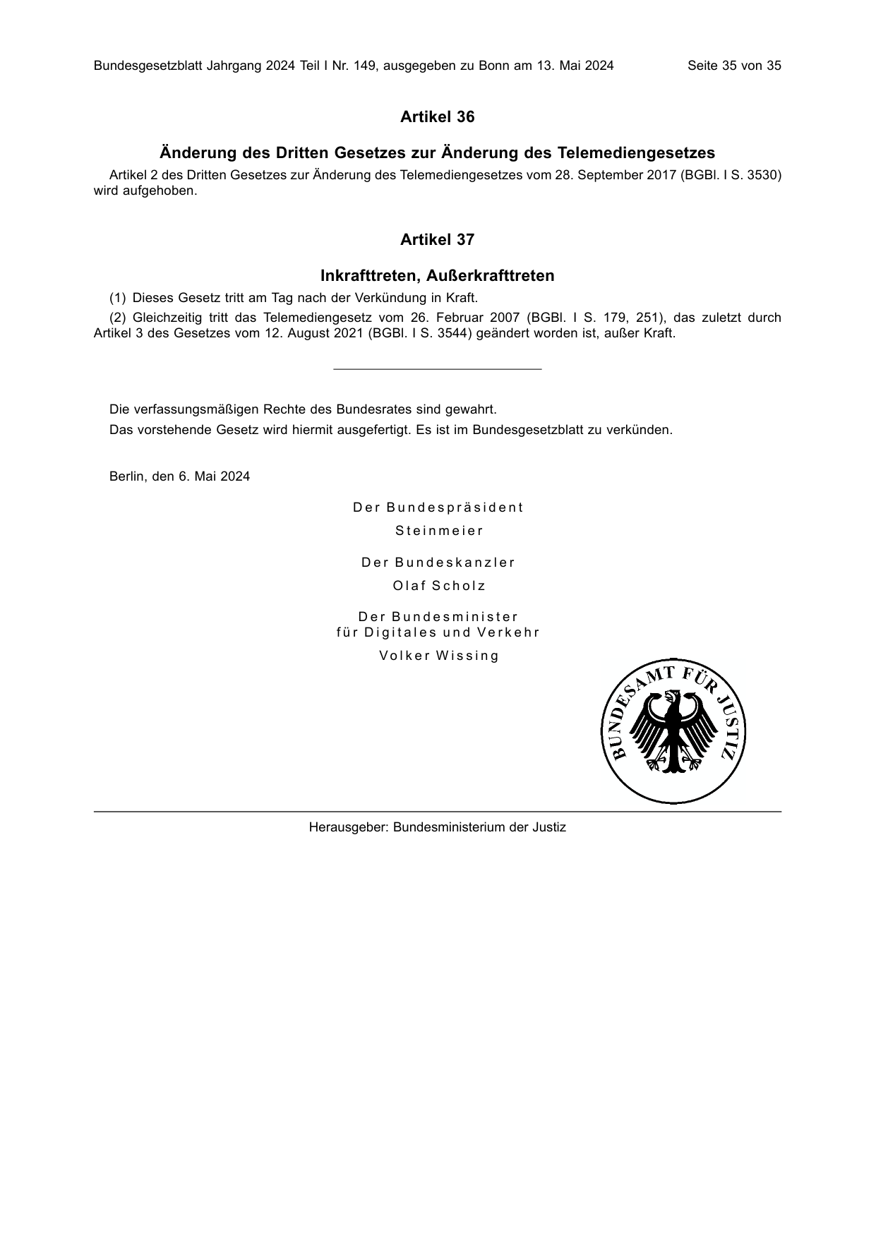 BGBl. 2024, Seite 35 — Originalseite als Abbildung