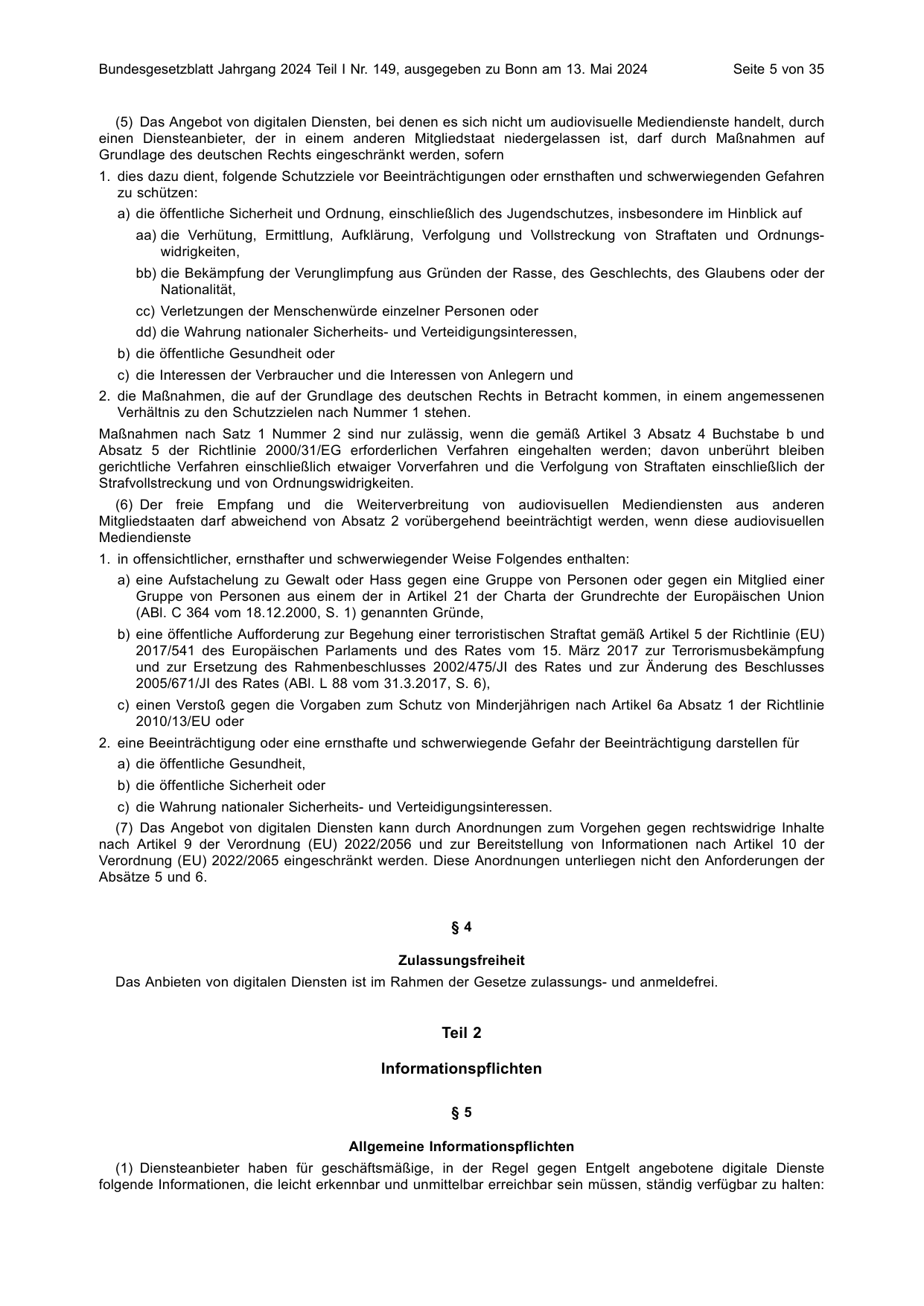 BGBl. 2024, Seite 5 — Originalseite als Abbildung