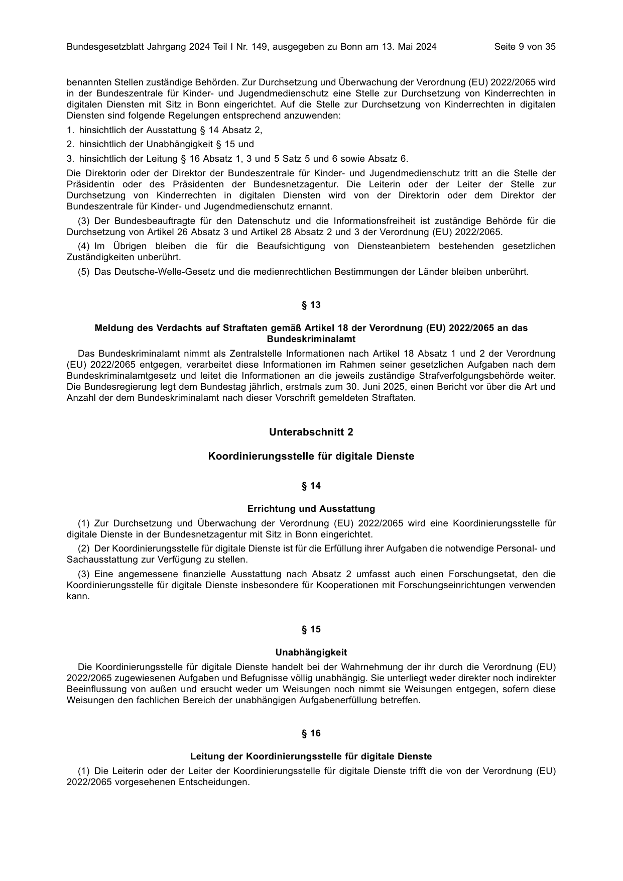 BGBl. 2024, Seite 9 — Originalseite als Abbildung