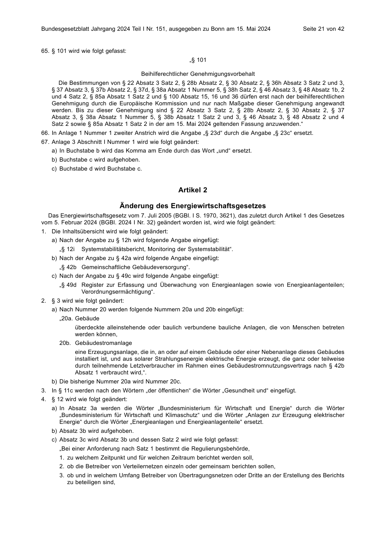 BGBl. 2024, Seite 21 — Originalseite als Abbildung