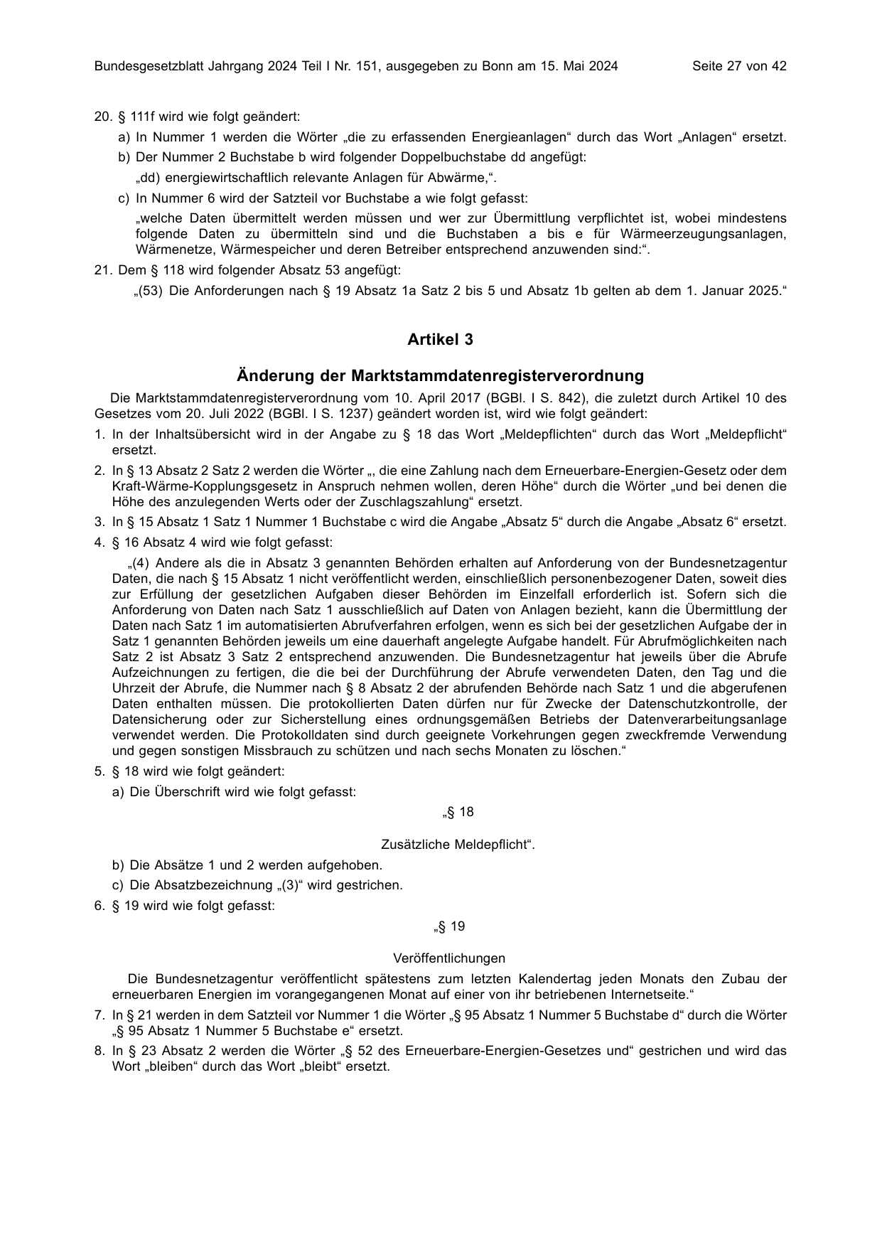 BGBl. 2024, Seite 27 — Originalseite als Abbildung