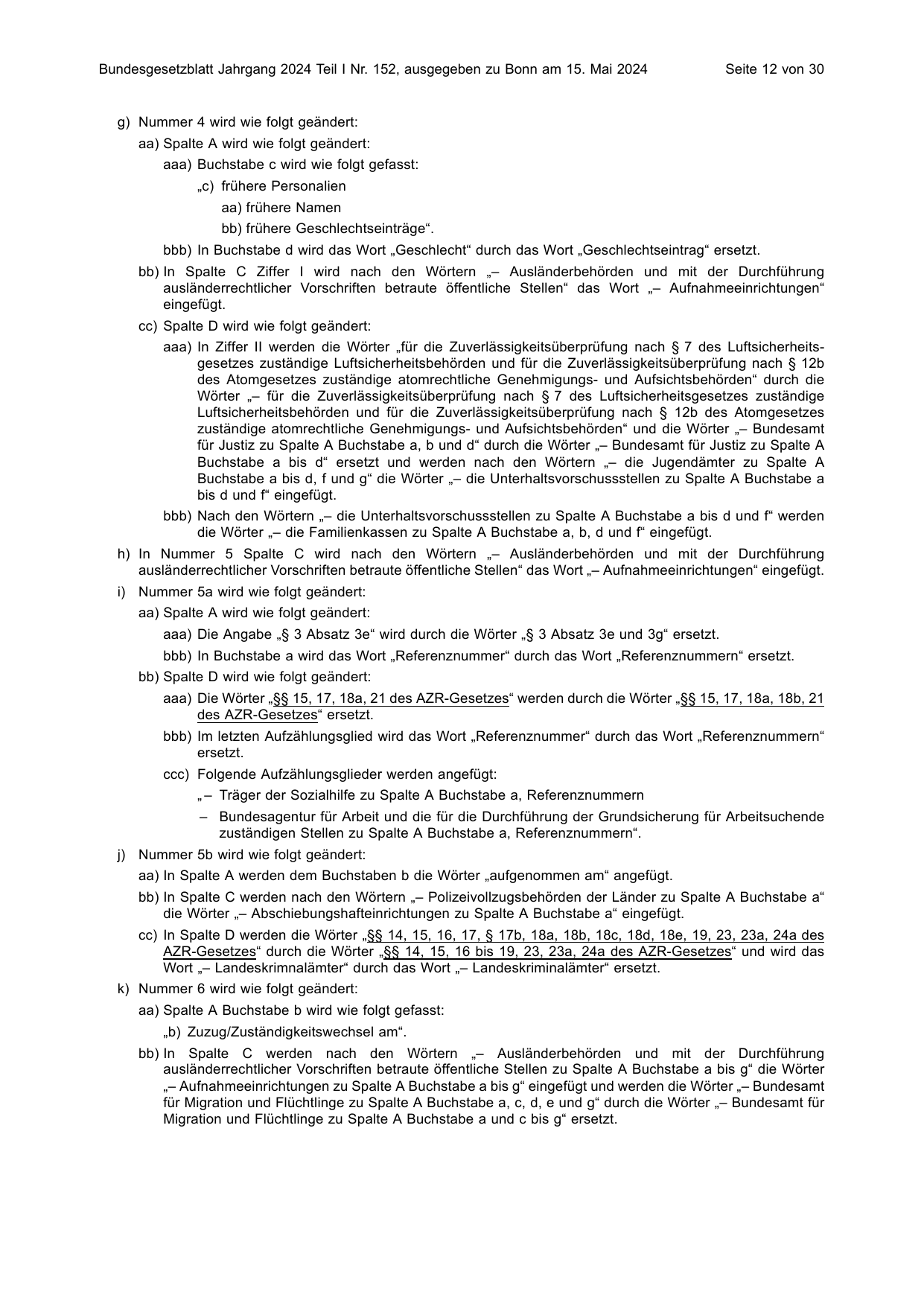 BGBl. 2024, Seite 12 — Originalseite als Abbildung