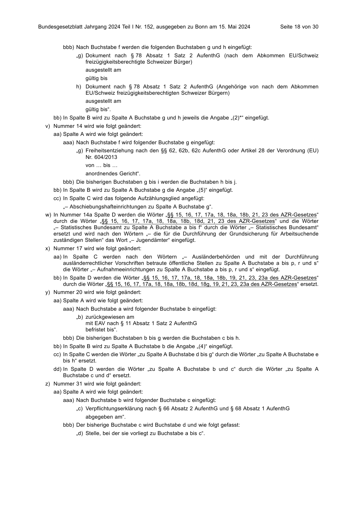 BGBl. 2024, Seite 18 — Originalseite als Abbildung